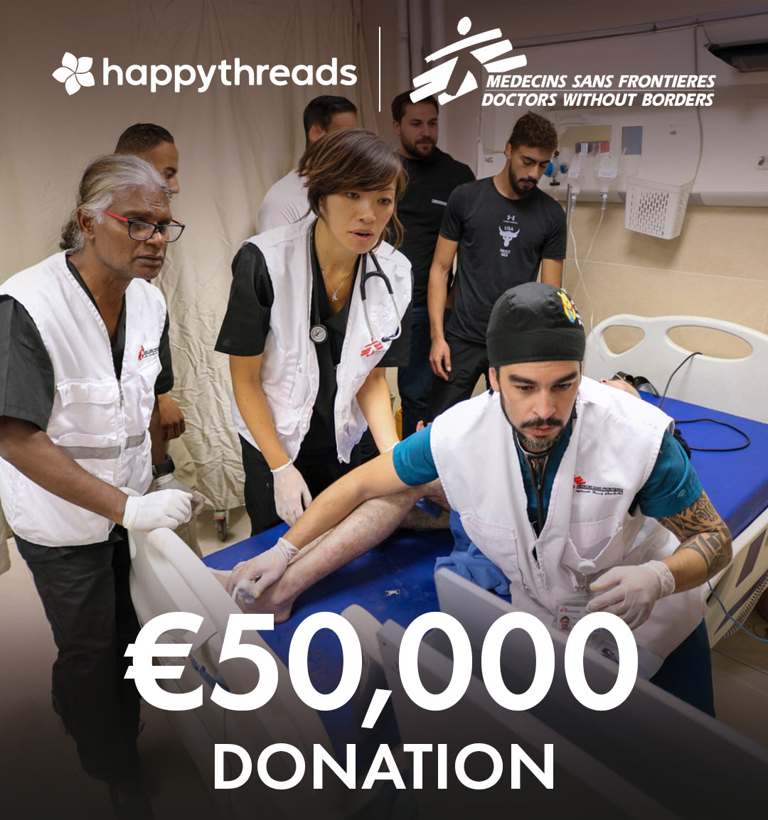 Happythreads announce a two-year, €50,000 partnership with Médecins Sans Frontières (Doctors Without Borders) to support their Emergency Fund.