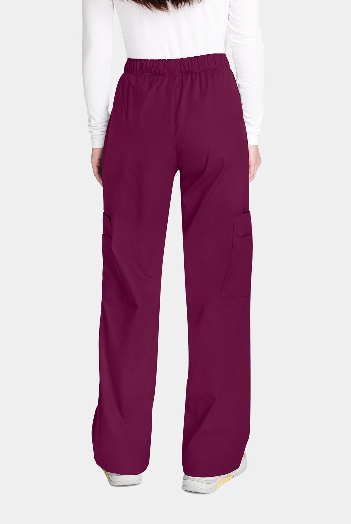 Cherokee Core Stretch Mid Rise Pull-On Cargo Scrub Trousers WWE4005-Wine-Back