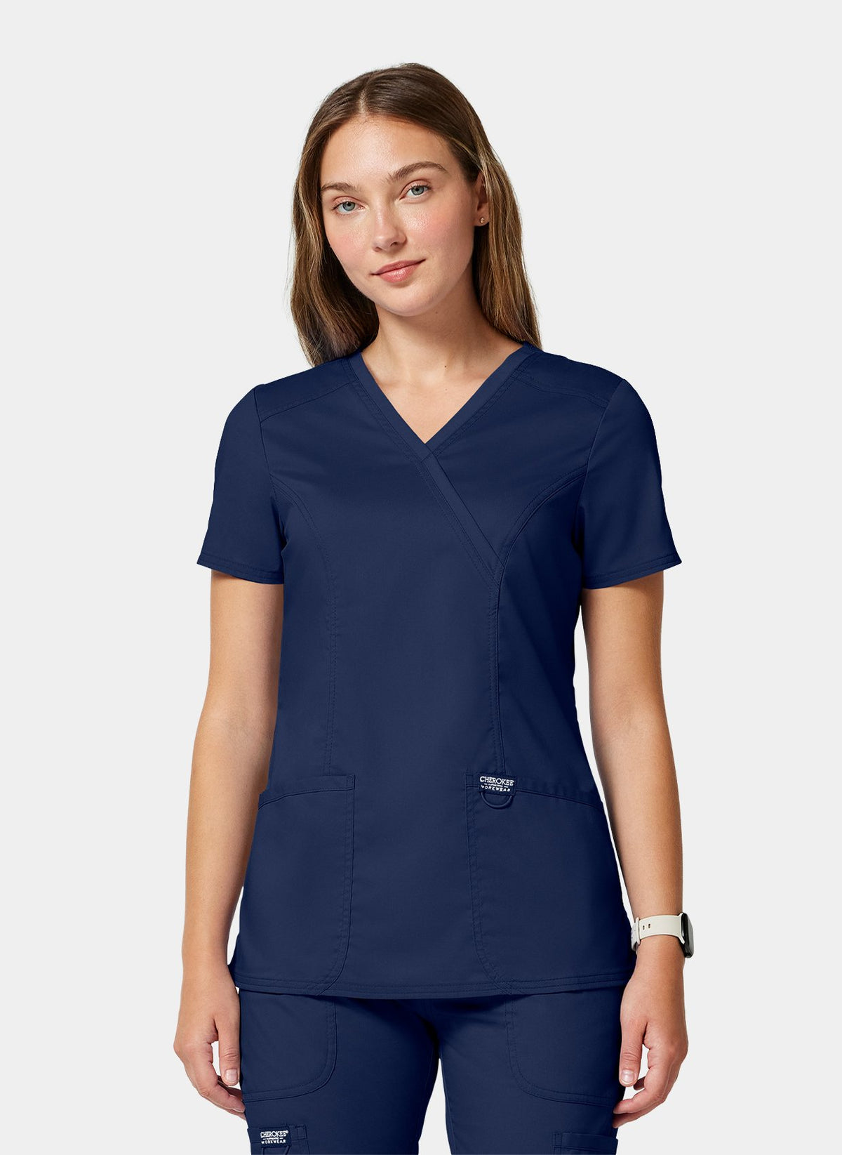 Cherokee WW Revolution Mock Wrap Scrub Top WWE610-Navy