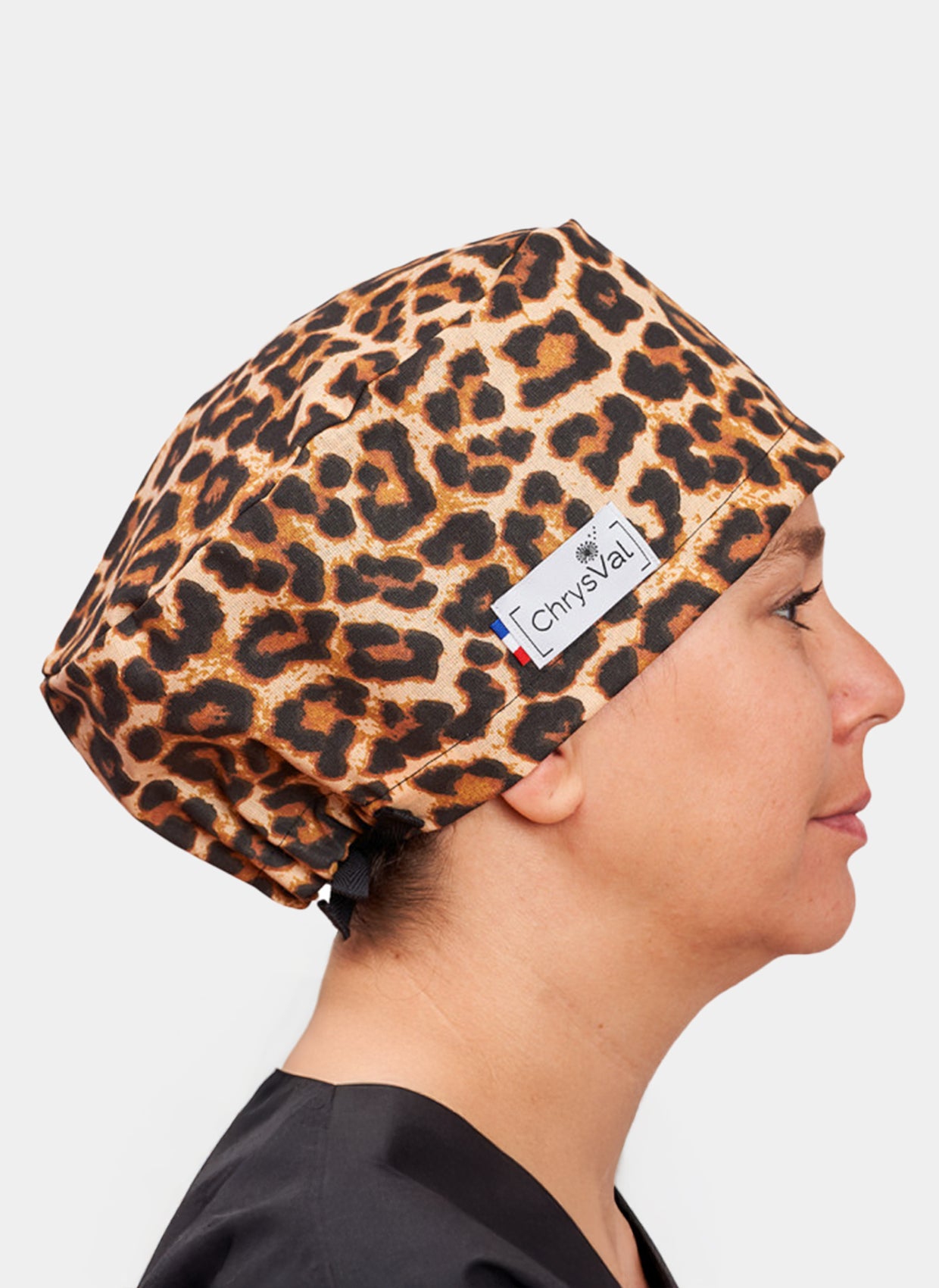 ChrysVal Long Hair Scrub Hat – Leopard - women