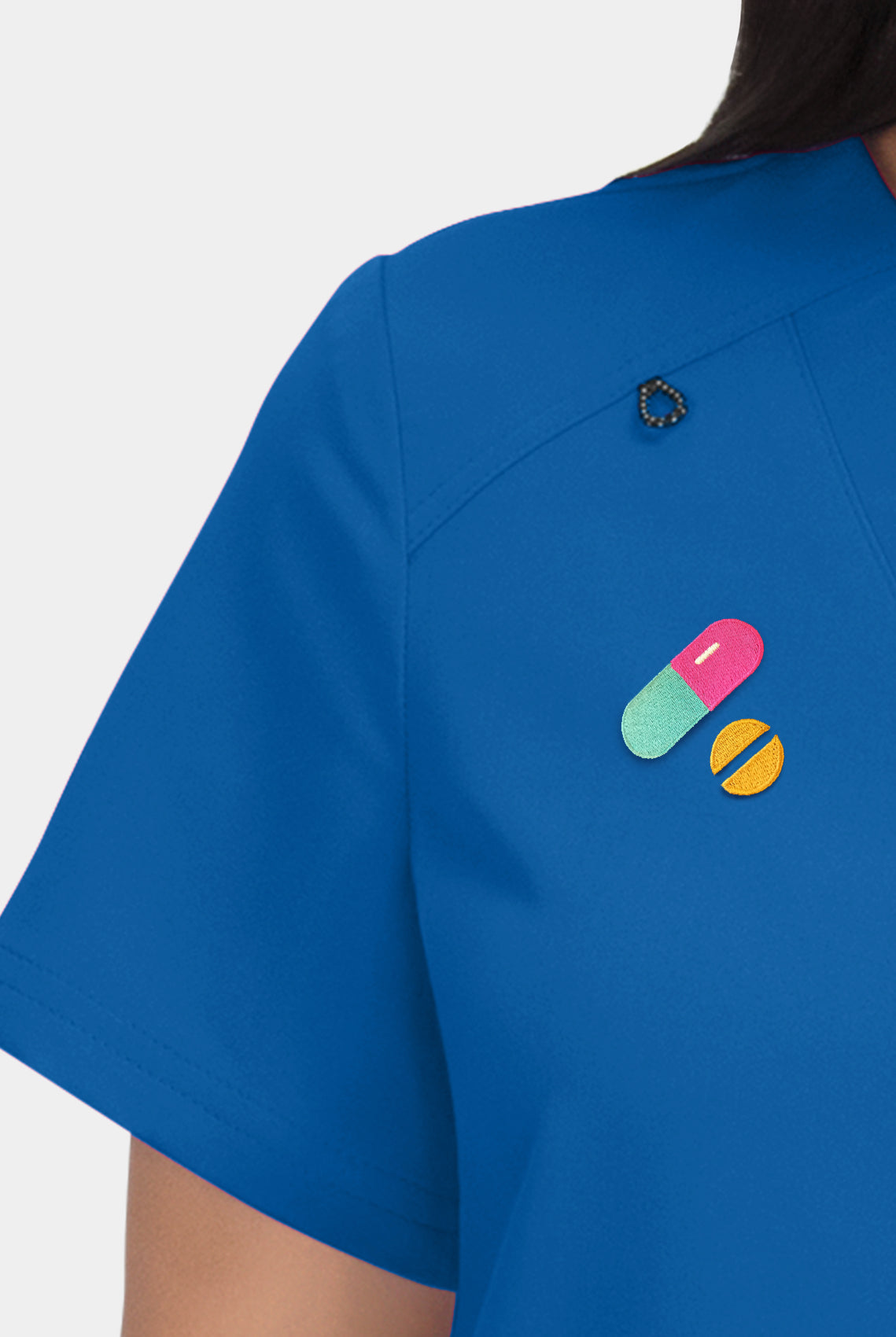 Hustle and heart royal embroidery close-up