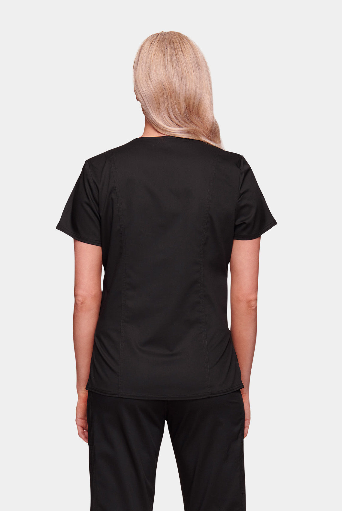 Cherokee WW Revolution Maternity Mock Wrap Scrub Top WWE688-Black-Back