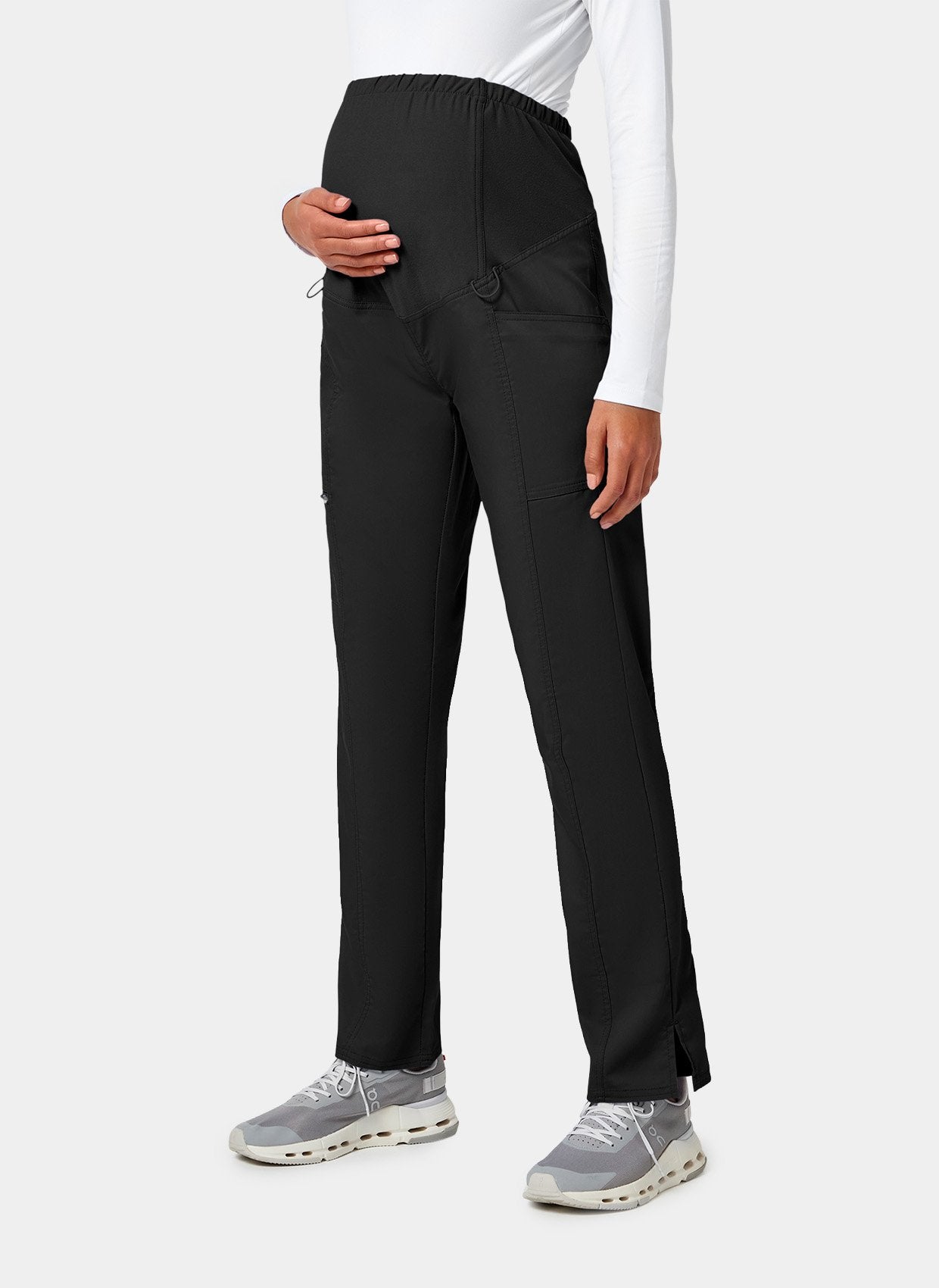 Maternity Cherokee WWE155 black scrub trouser left side image