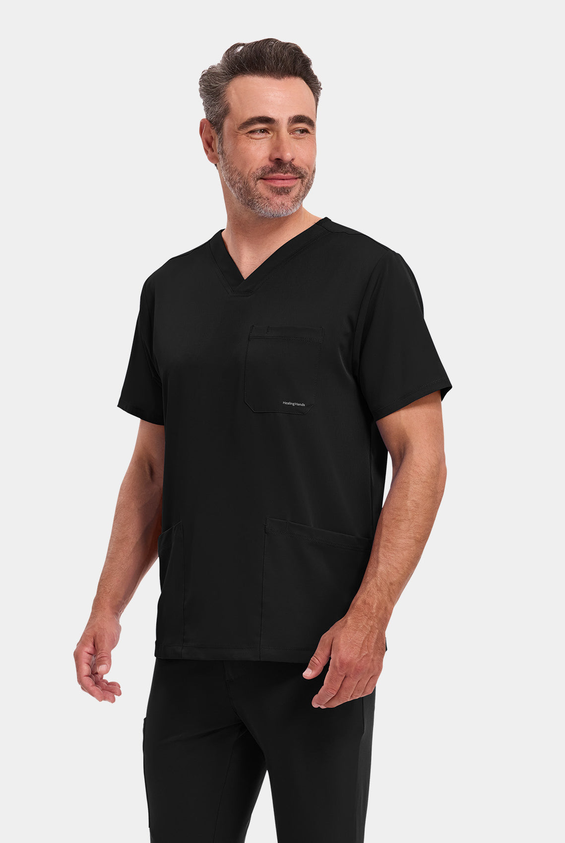 Healing Hands Mathew Scrub Top - Black