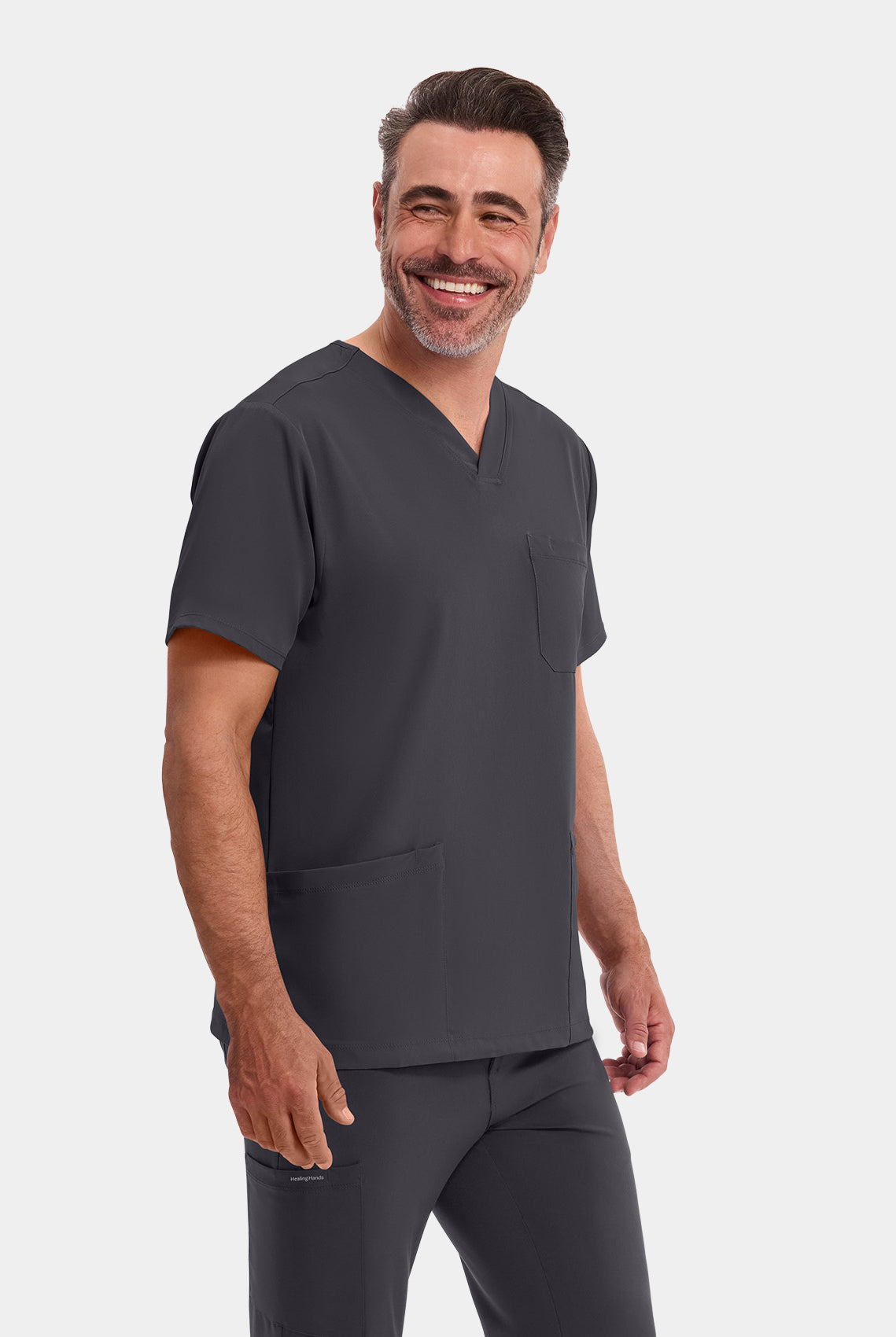 Healing Hands Mathew Scrub Top - Pewter