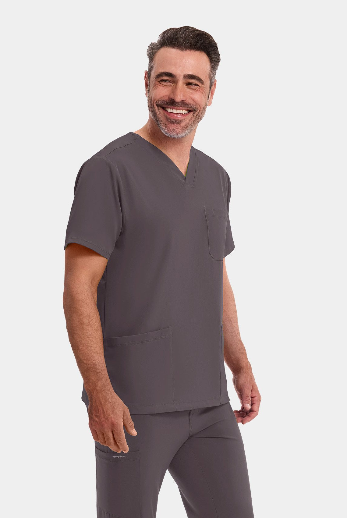 Healing Hands Mathew Scrub Top - Pewter