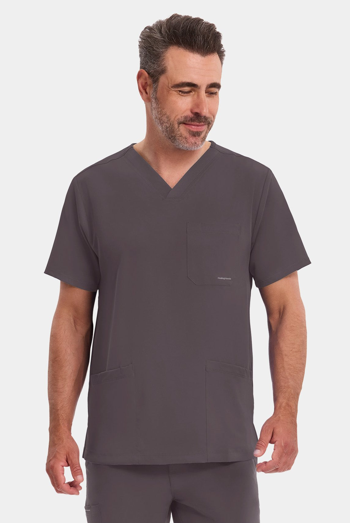 Healing Hands Mathew Scrub Top - Pewter
