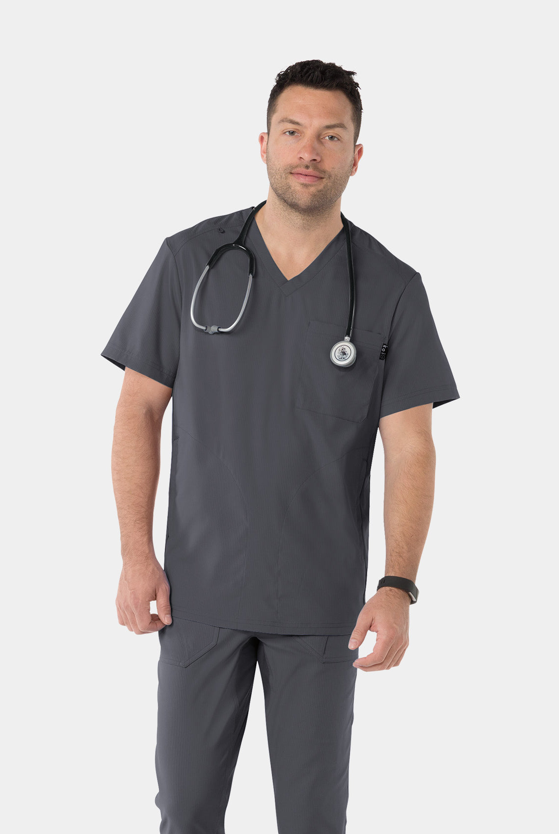 Koi Lite Force Scrub Top - Charcoal
