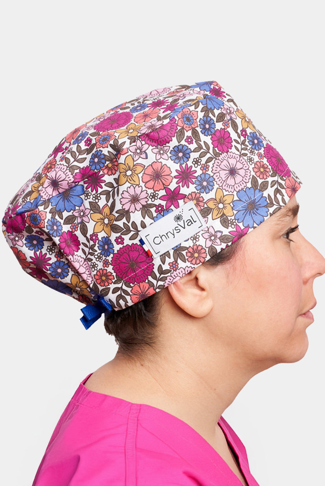 ChrysVal Long Hair Scrub Hat - Wildflower Whirl