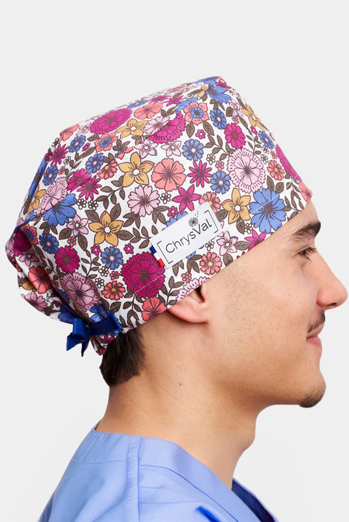 ChrysVal Long Hair Scrub Hat - Wildflower Whirl