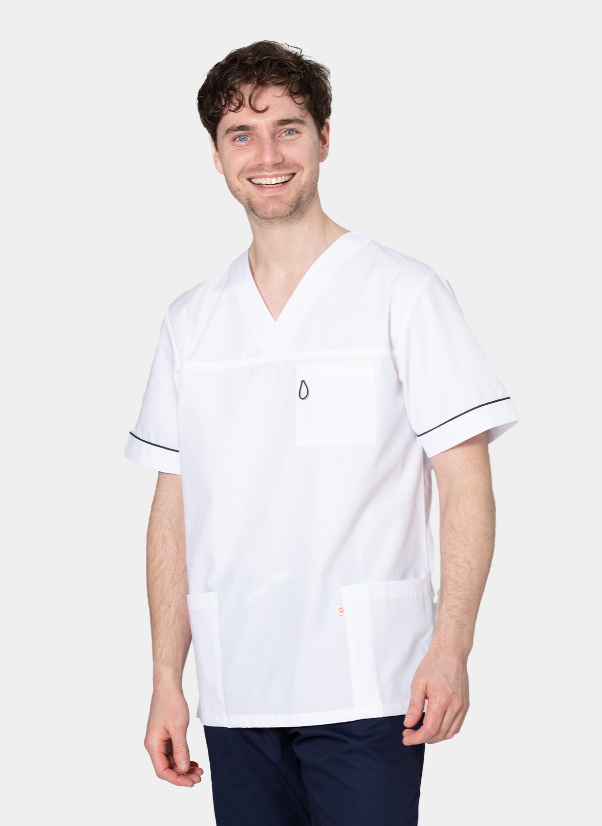 HappyFIT Unisex Alex Scrub Top - White