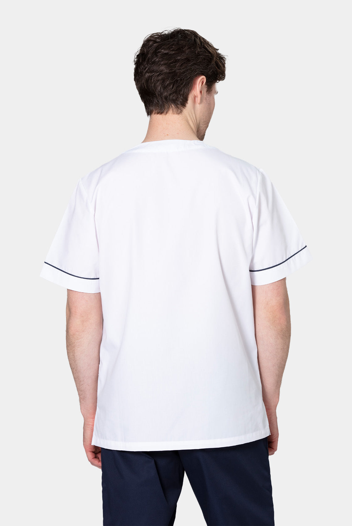 HappyFIT Unisex Alex Scrub Top - White - Back