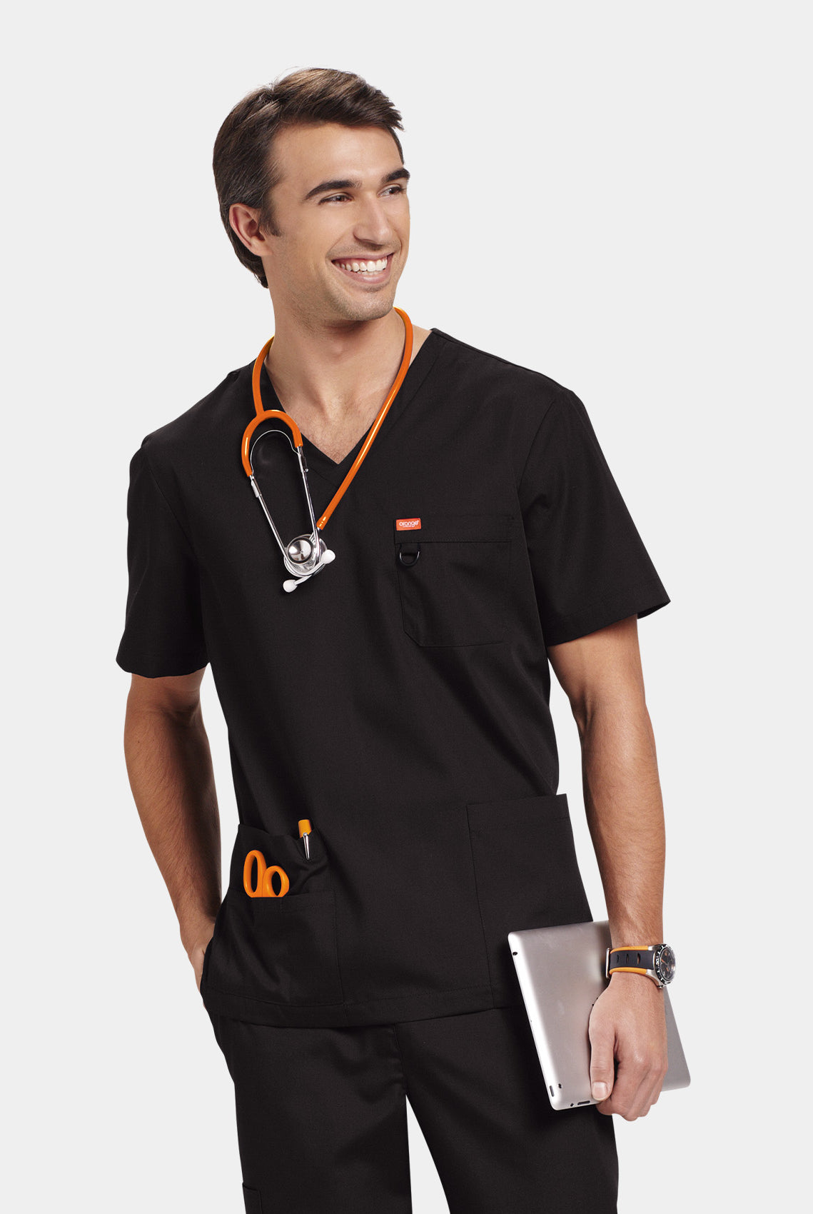 Orange Standard Balboa Scrub Top - Black