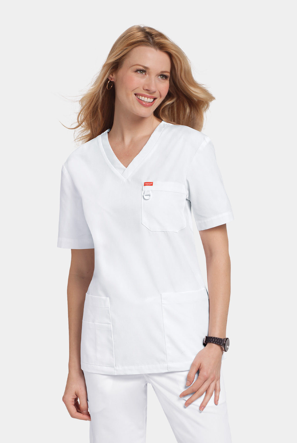 Orange Standard Balboa Scrub Top - white