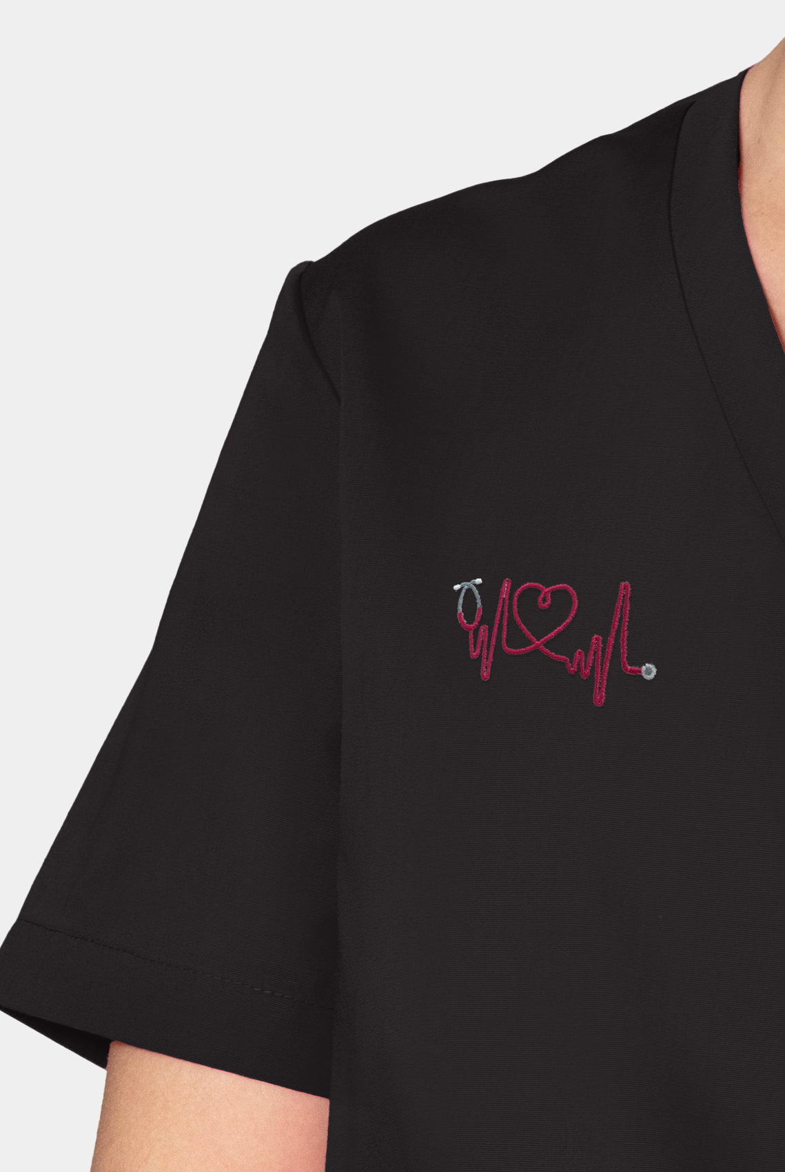 Orange Standard Balboa Scrub Top - Black-Embroidery