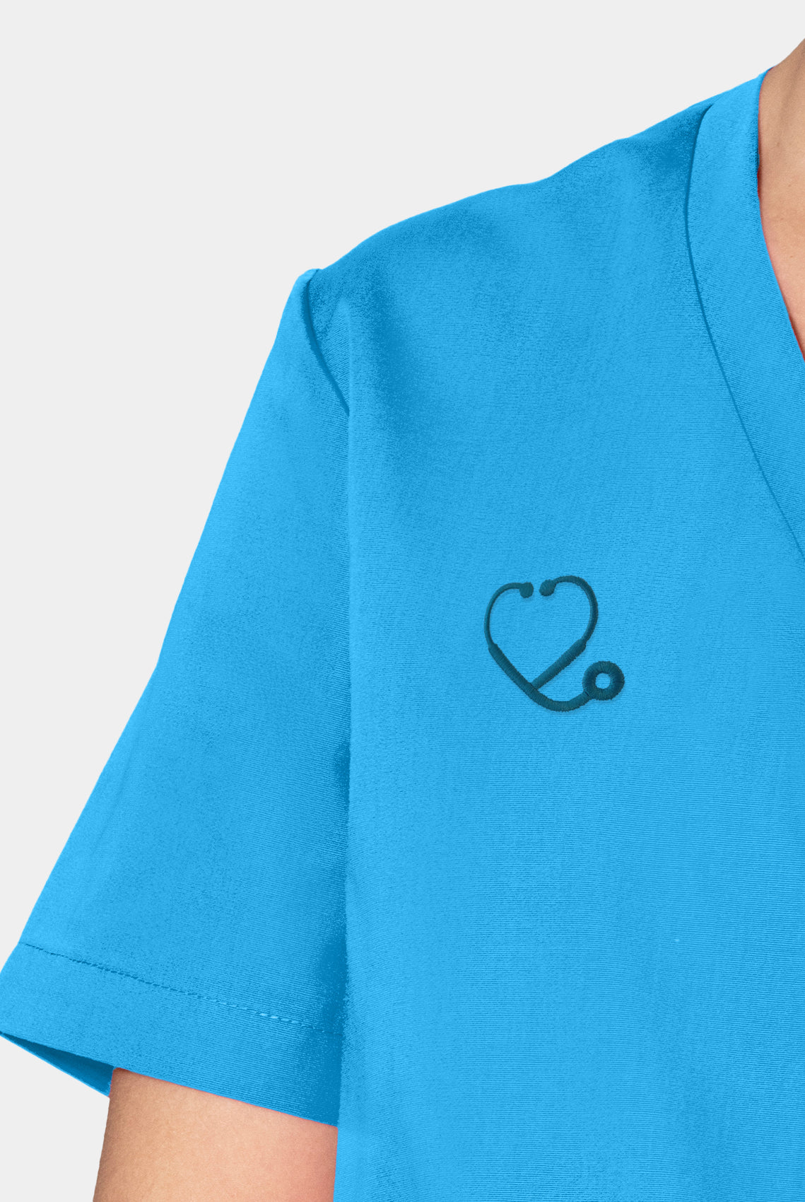 Orange Standard Balboa Scrub Top - Electric Blue-Embroidery