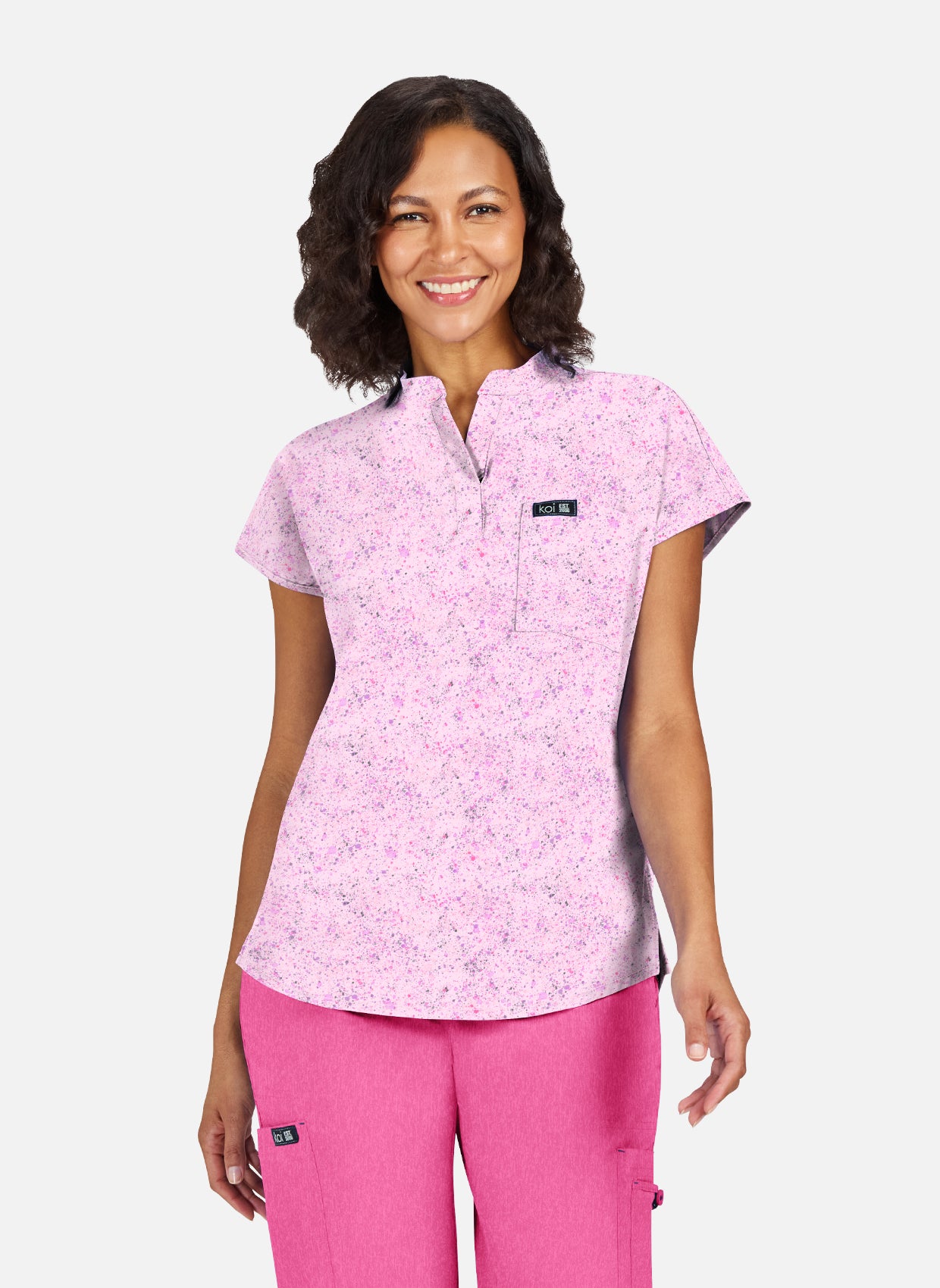 Koi Basics Ari Scrub Top - Splatt Soft Pink