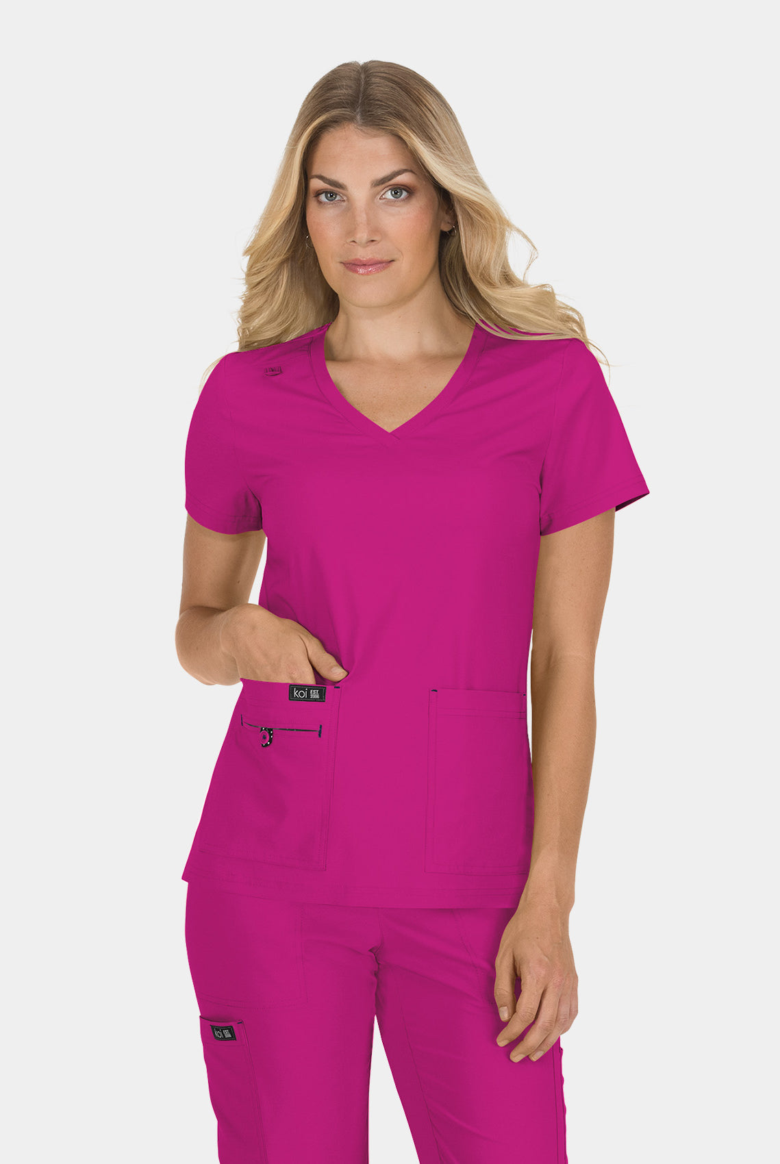 Koi Basics Becca Scrub Top - Azelea Pink
