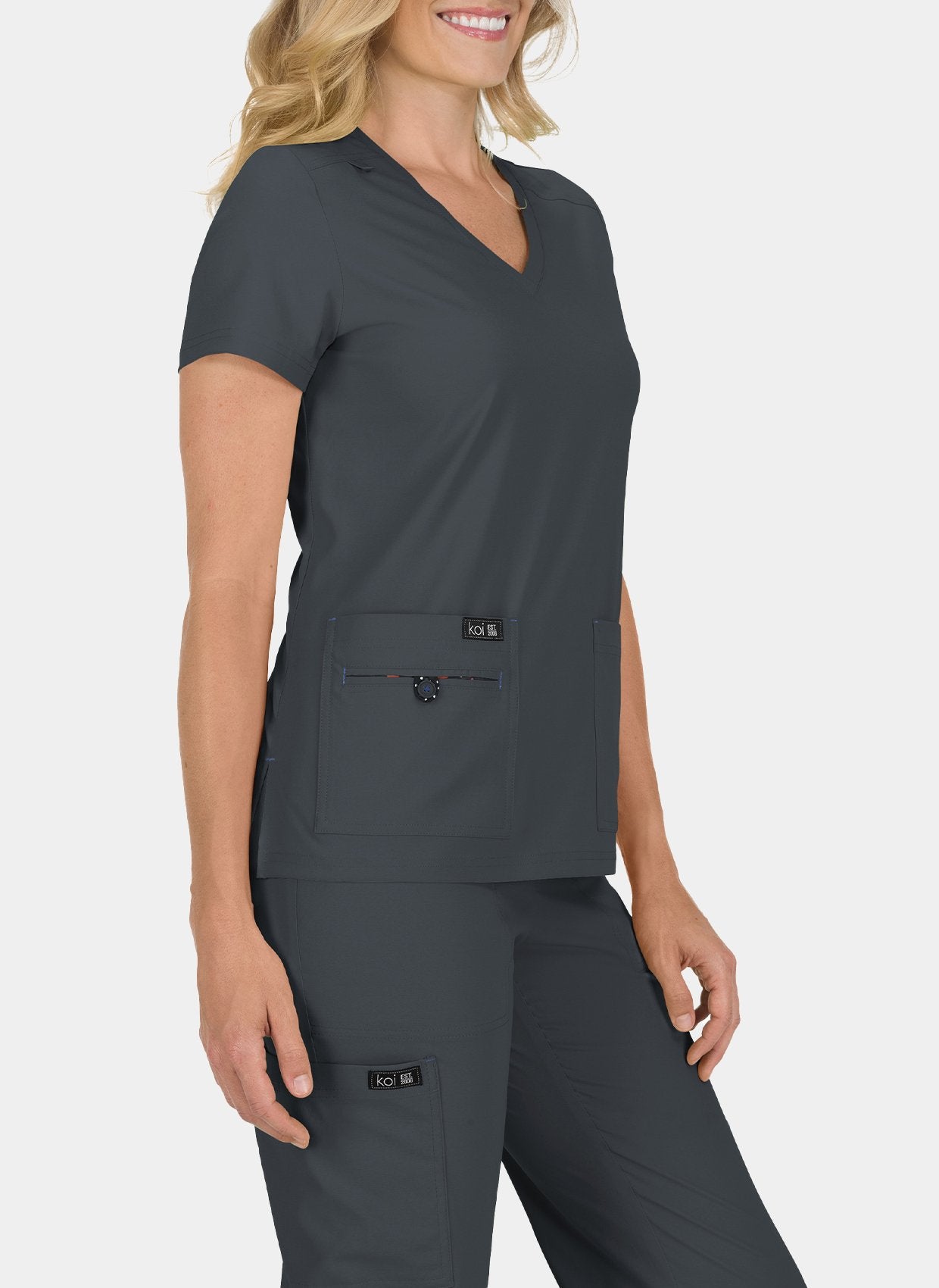 Koi Basics Becca Scrub Top - charcoal