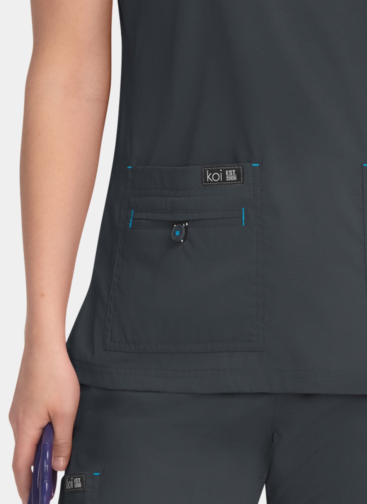 Koi Basics Becca Scrub Top - charcoal
