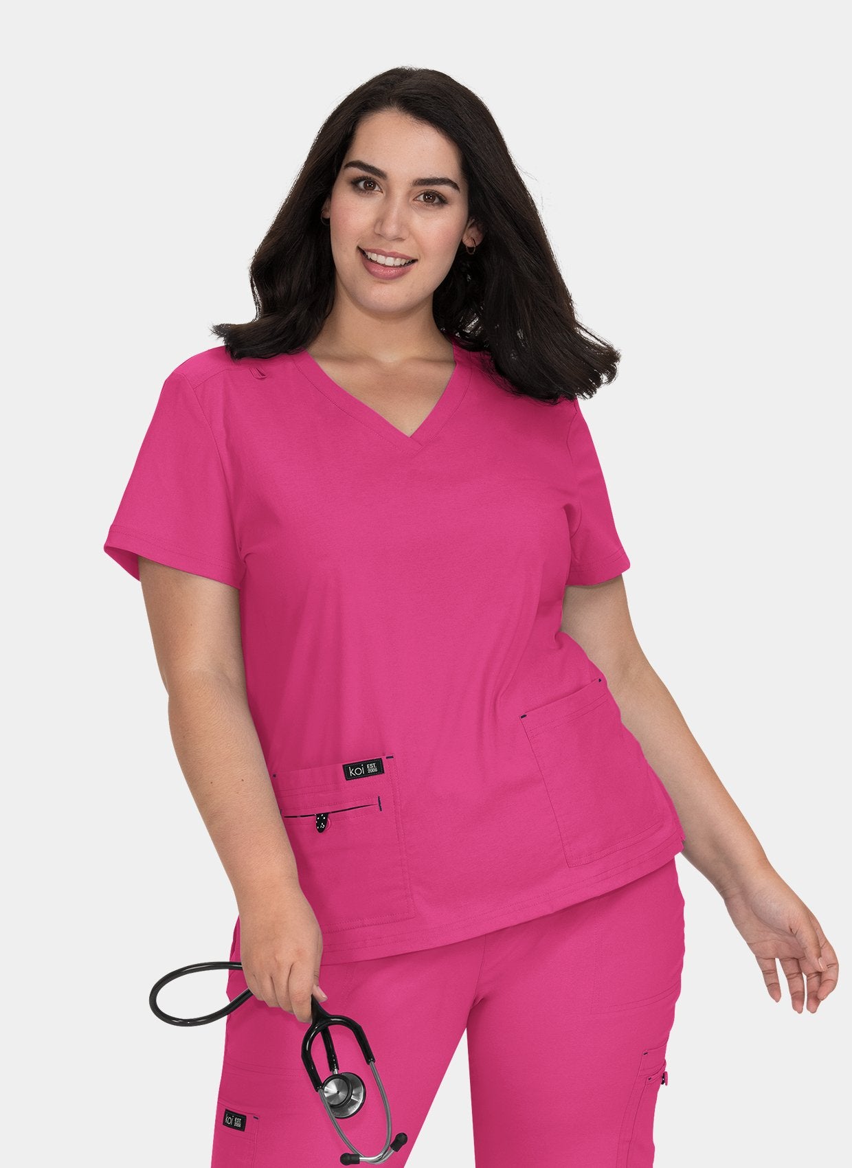 Koi Basics Becca Scrub Top - Flamingo