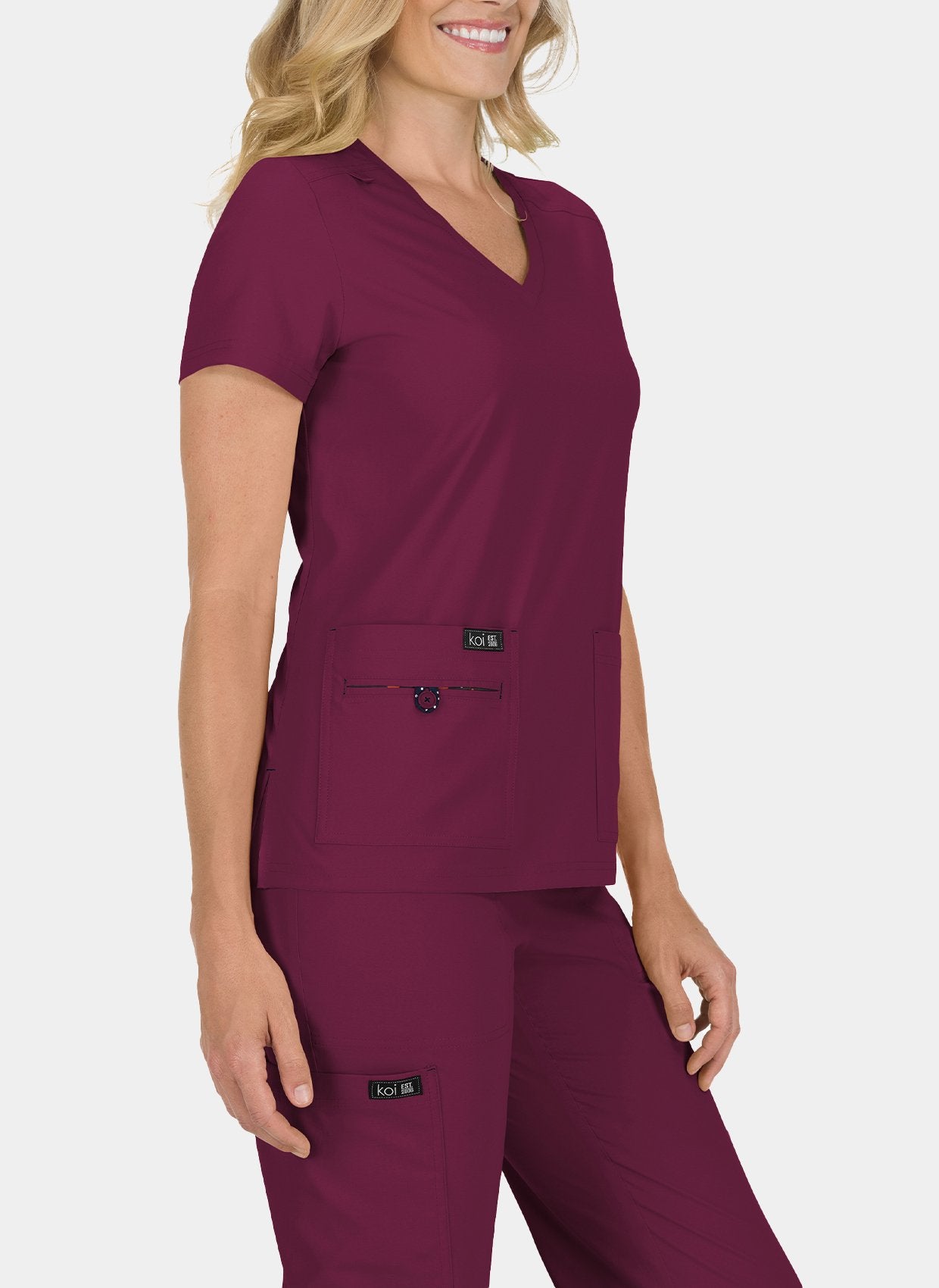 Koi Basics Becca Scrub Top - Wine