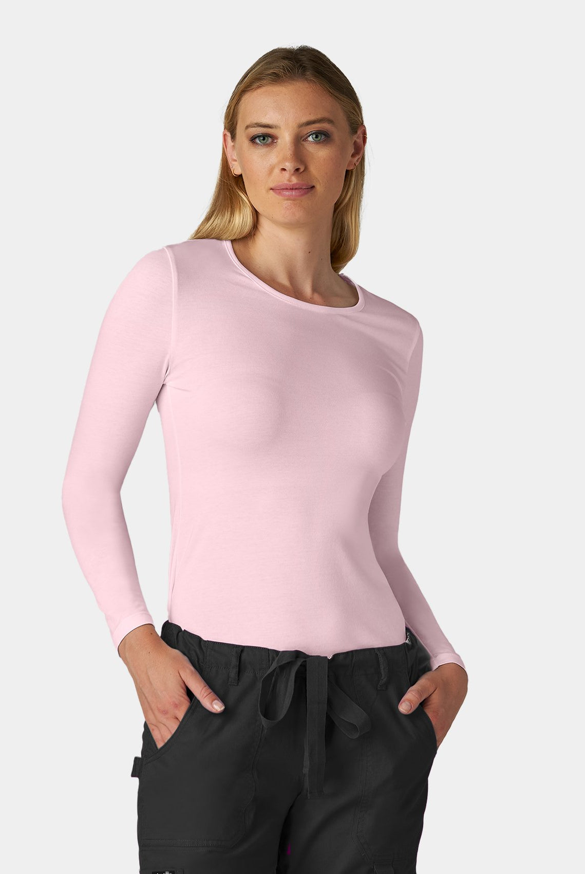 womens koi essentials long sleeve underscrub tender tee pink dream