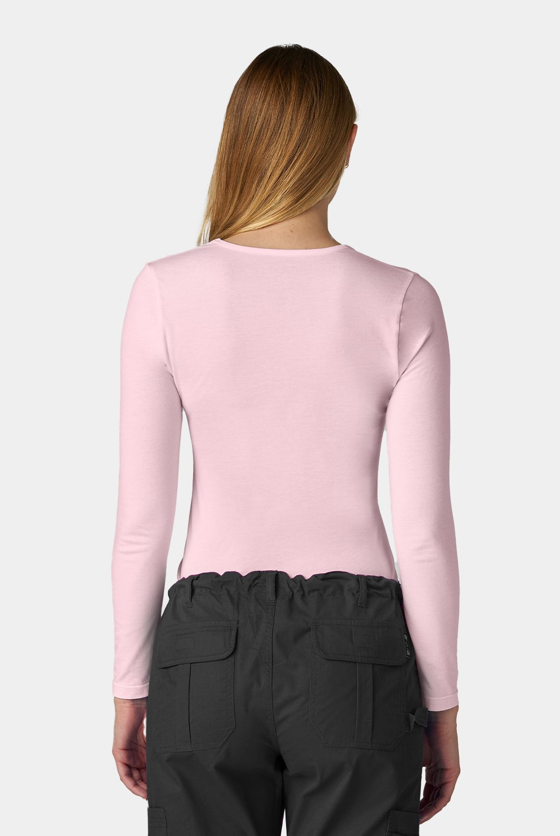 womens koi essentials long sleeve underscrub tender tee pink dream