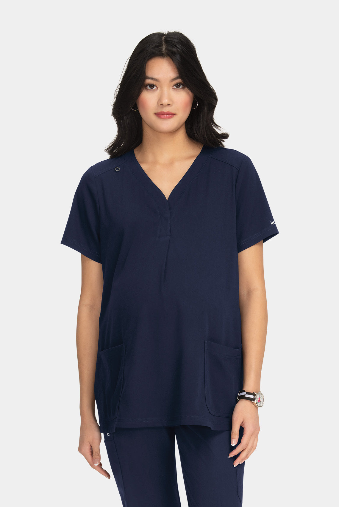 Koi Next Gen Onboard Maternity Scrub Top - Heather Grey