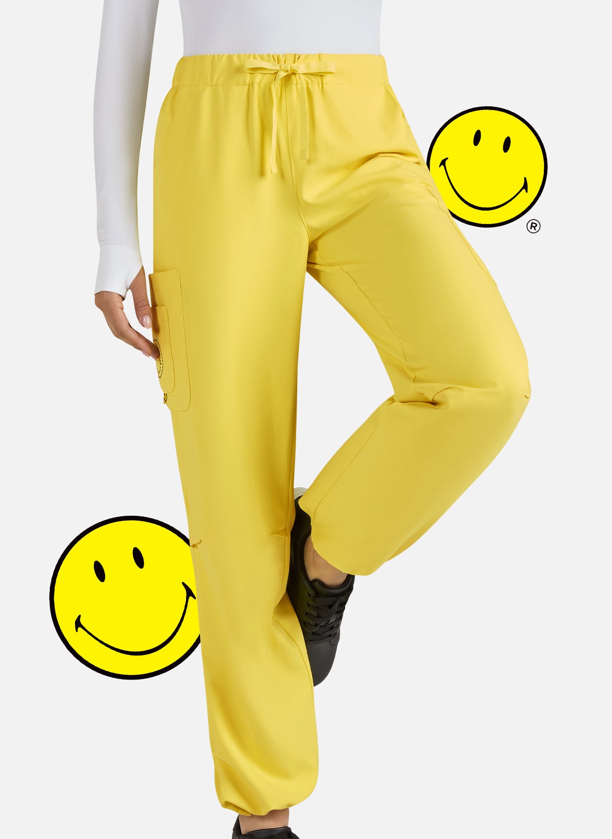 Koi Smiley World Jubilant Scrub Trousers - Loving Yellow