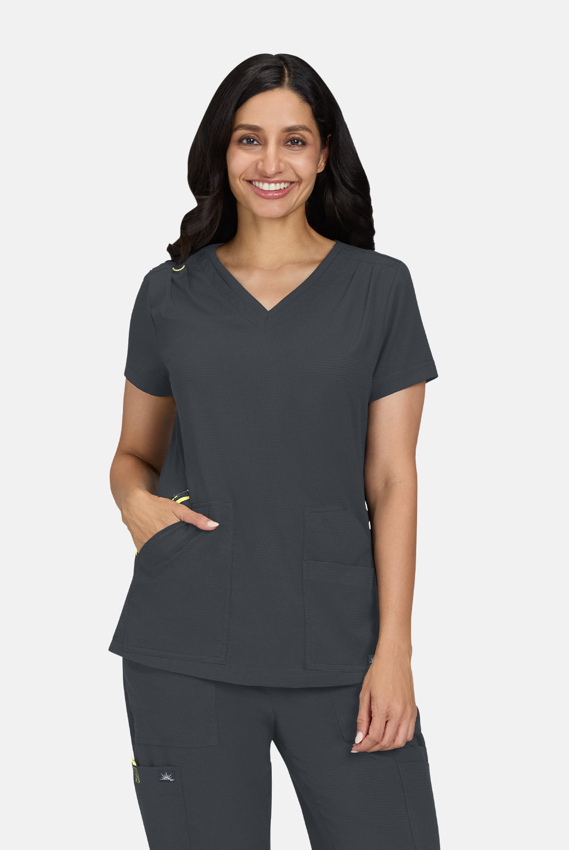 Koi Solis Sari Scrub Top - Charcoal