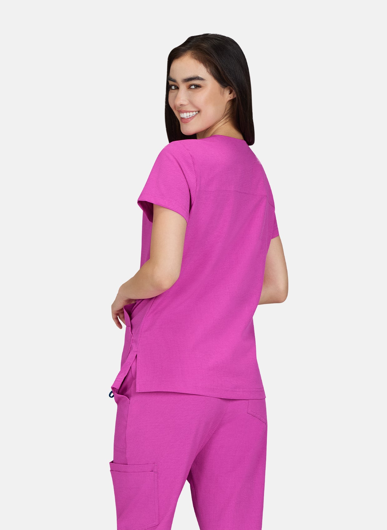 Koi Solis Sari Scrub Top - Hibiscus Pink