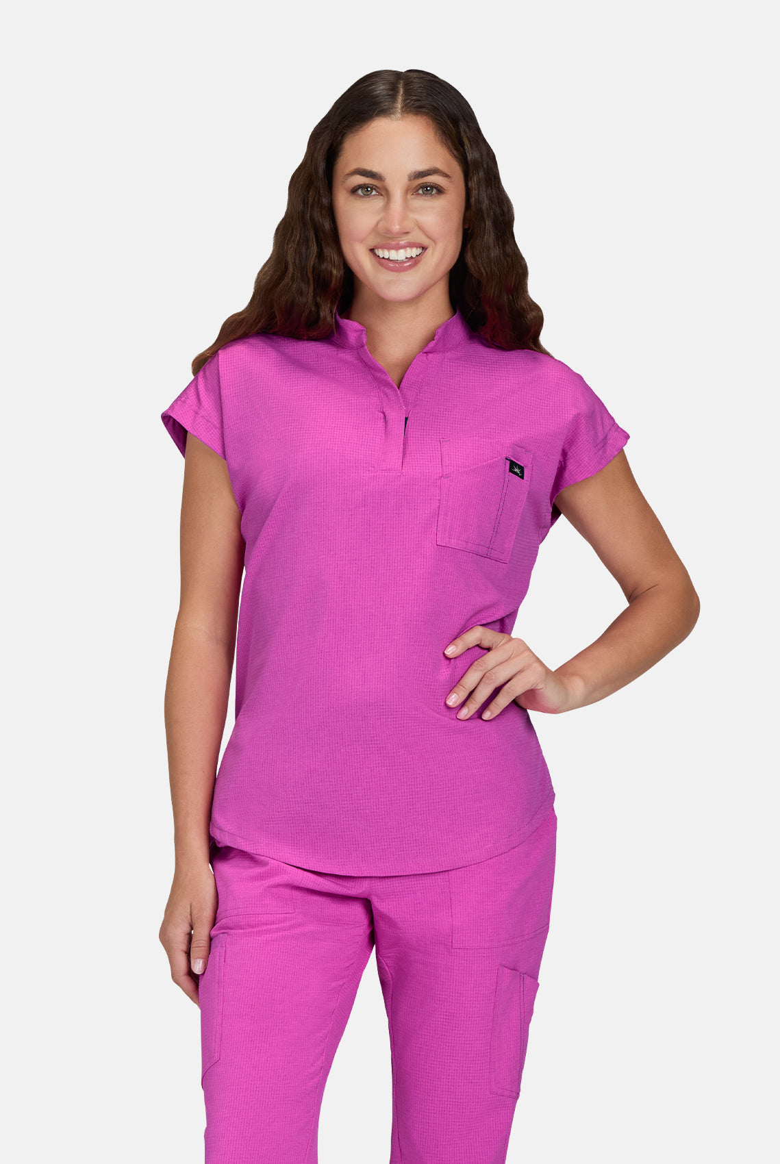 Koi Solis Catrin Scrub Top - Hibiscus Pink