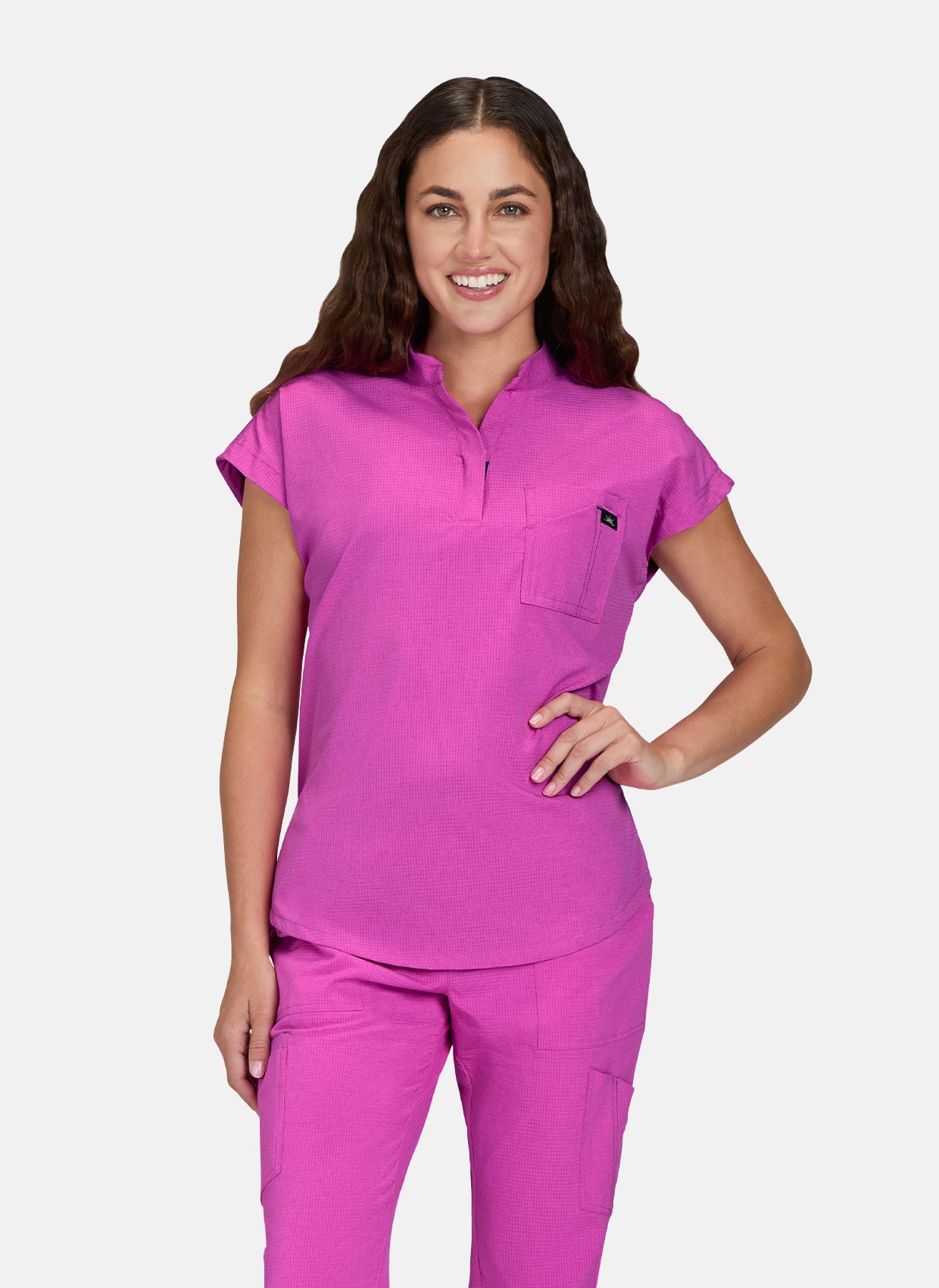 Koi Solis Catrin Scrub Top - Hibiscus Pink