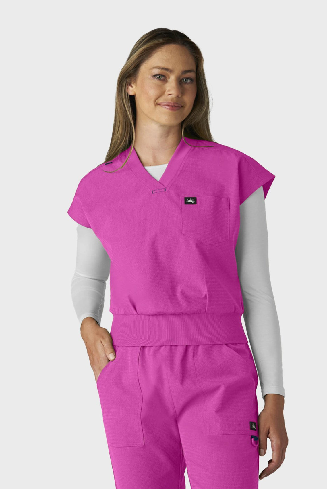 womens-scrub-top-koi-solis-trinity-hibiscus-pink