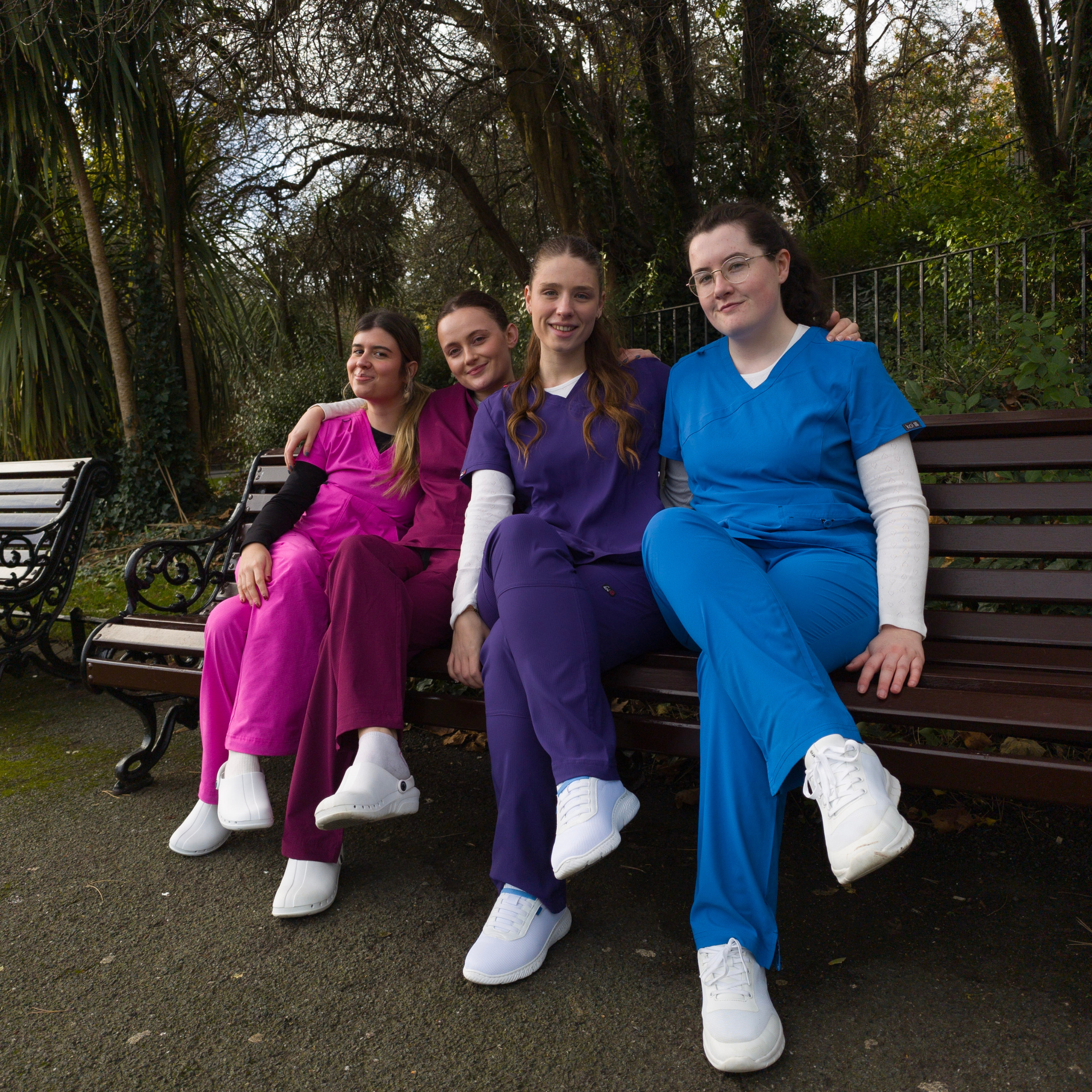 Midwife wearing lightweight scrubs designed for long shifts