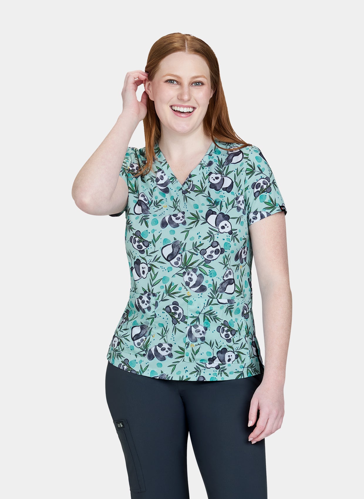 Koi Basics Leslie Scrub Top - Pandas
