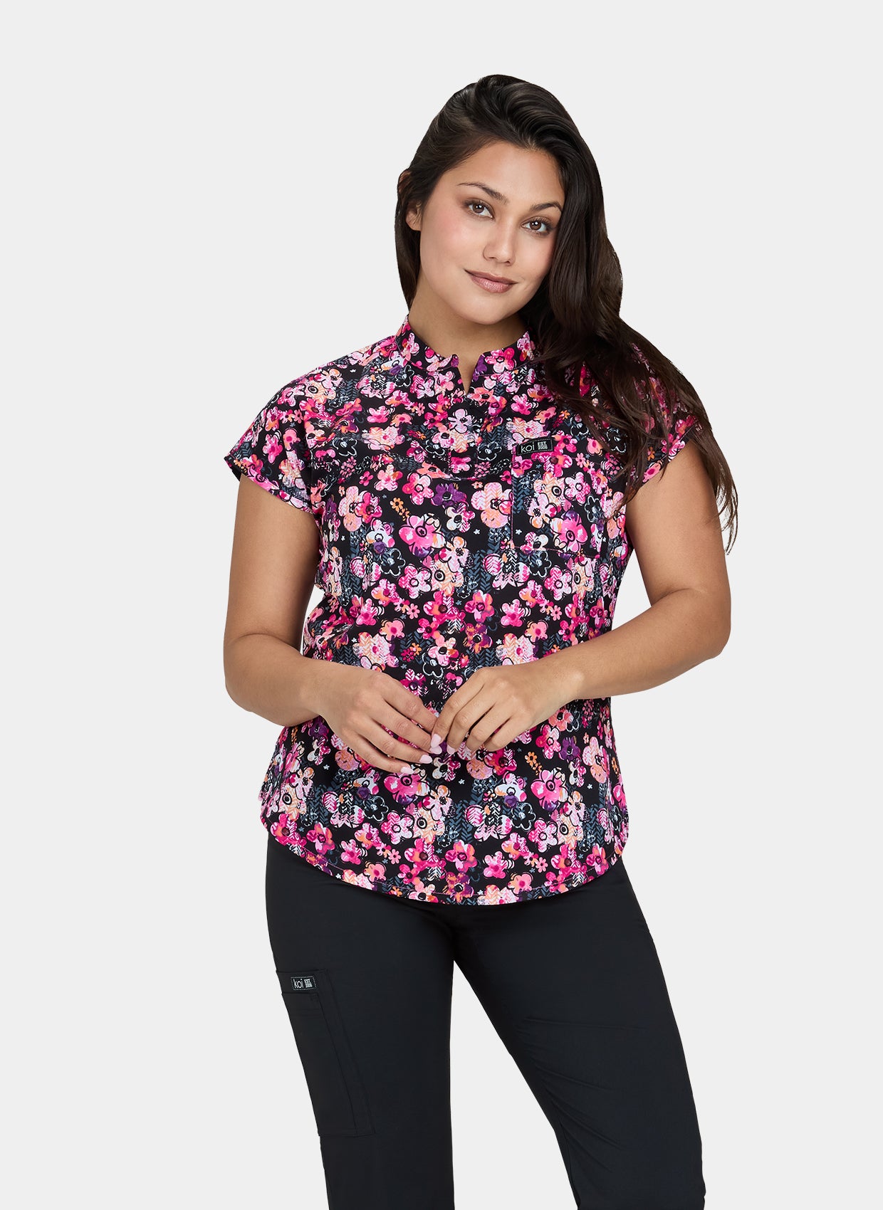 Koi Basics Ari Scrub Top - Flower Tracks