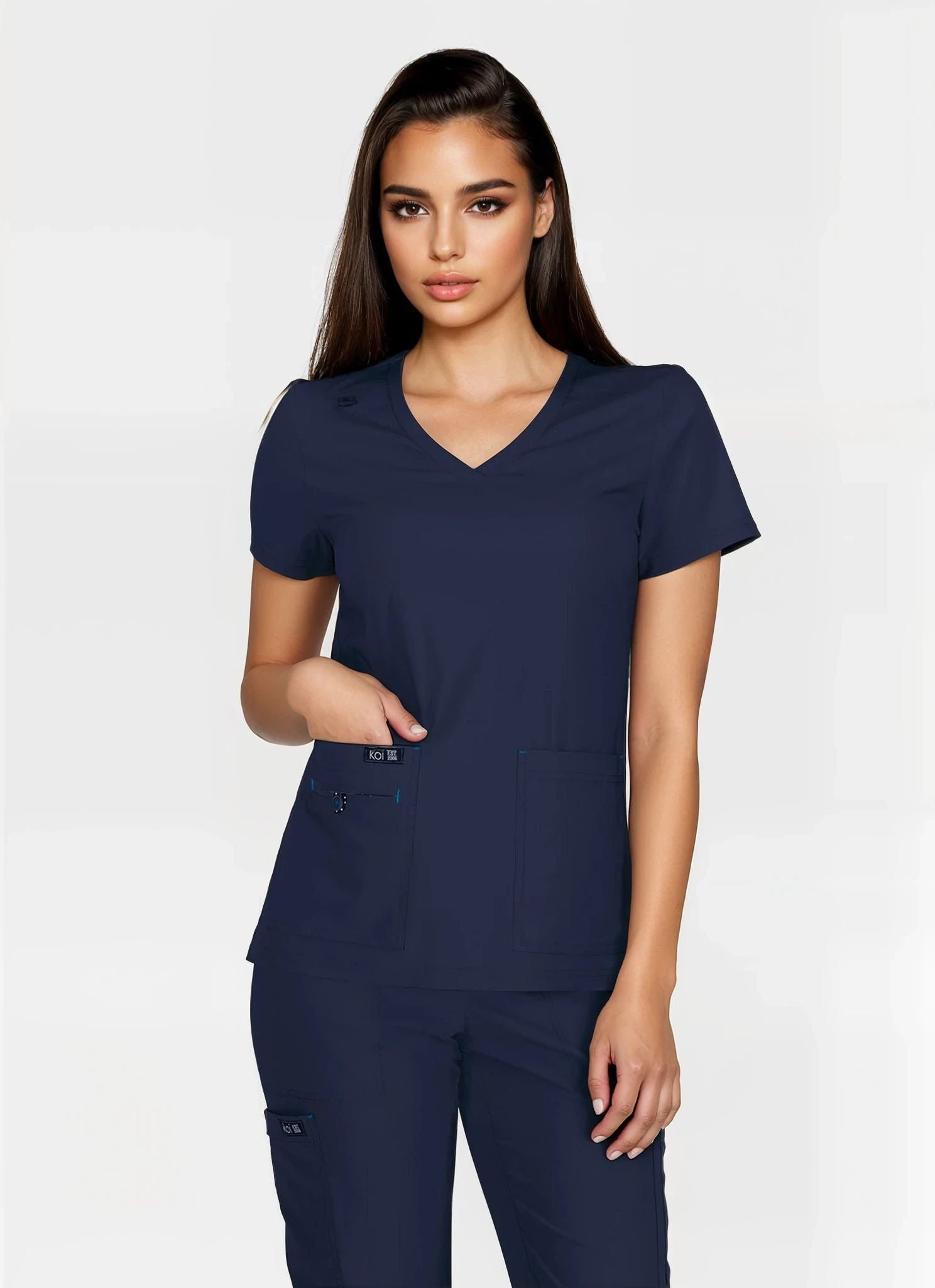 Koi Basics Becca Scrub Top - Navy