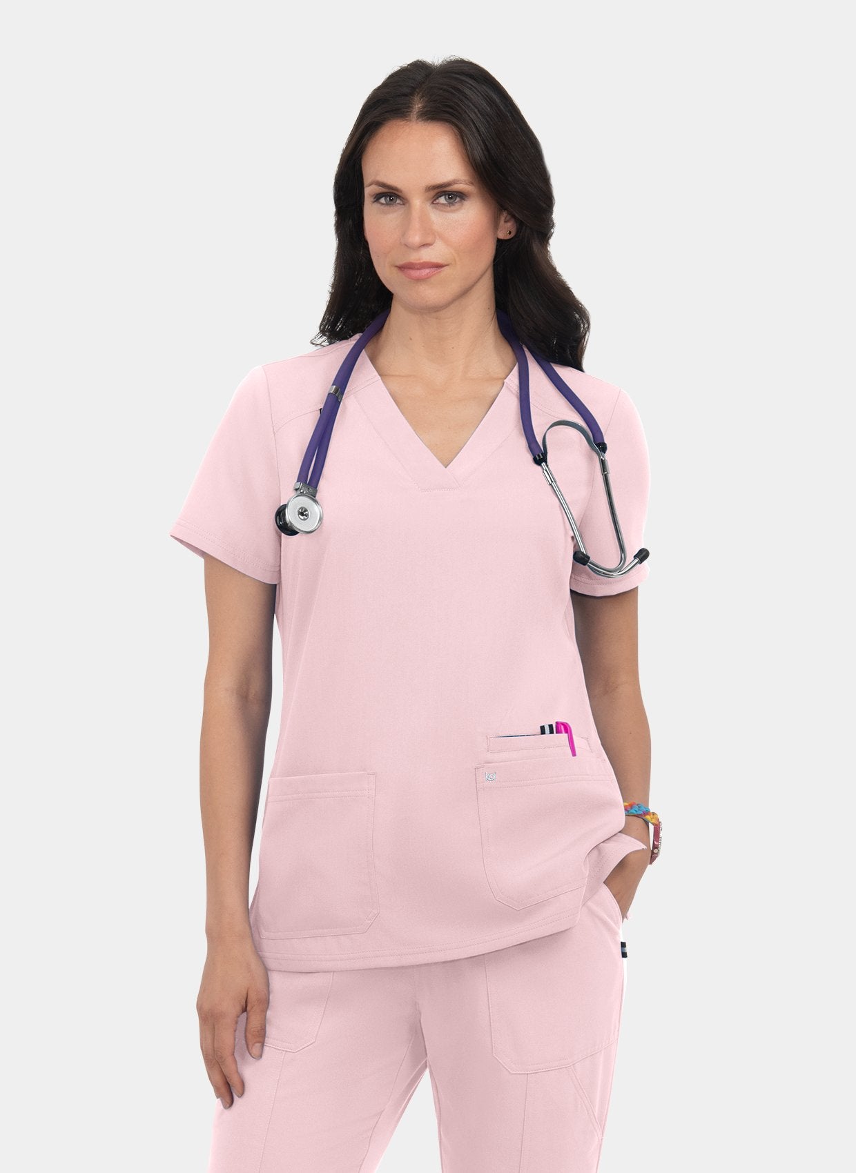 Koi Next Gen Hustle And Heart Scrub Top Pink Dream Women's front