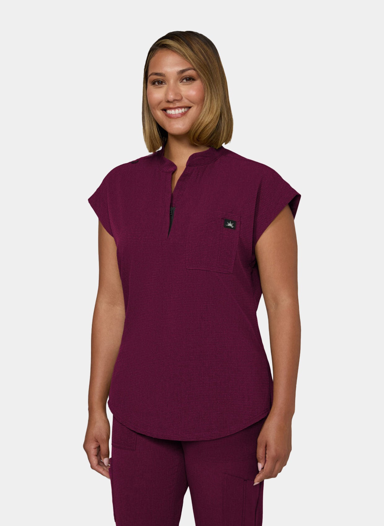 Koi Solis Catrin scrub top wine