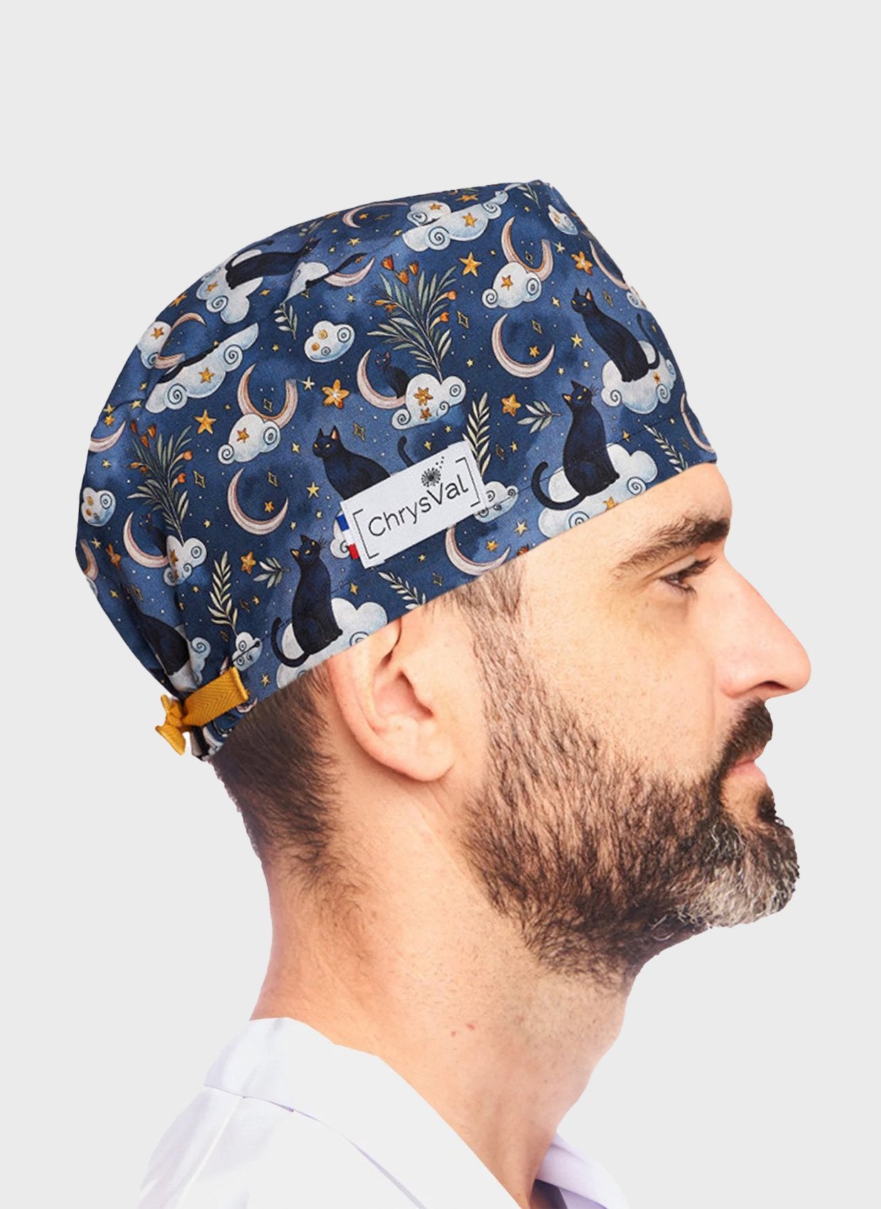 Unisex-ChrysVal-Long-Hair-Scrub-Hat_Cat-moon-2