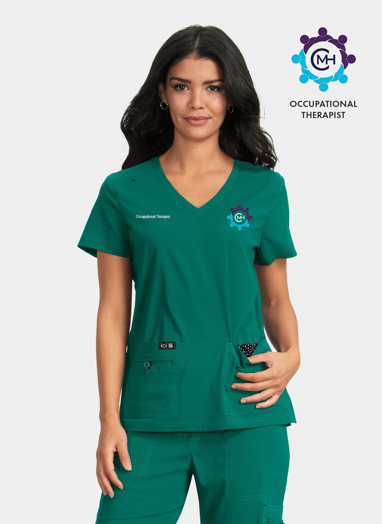 CMH Koi Basics Becca Scrub Top - Hunter