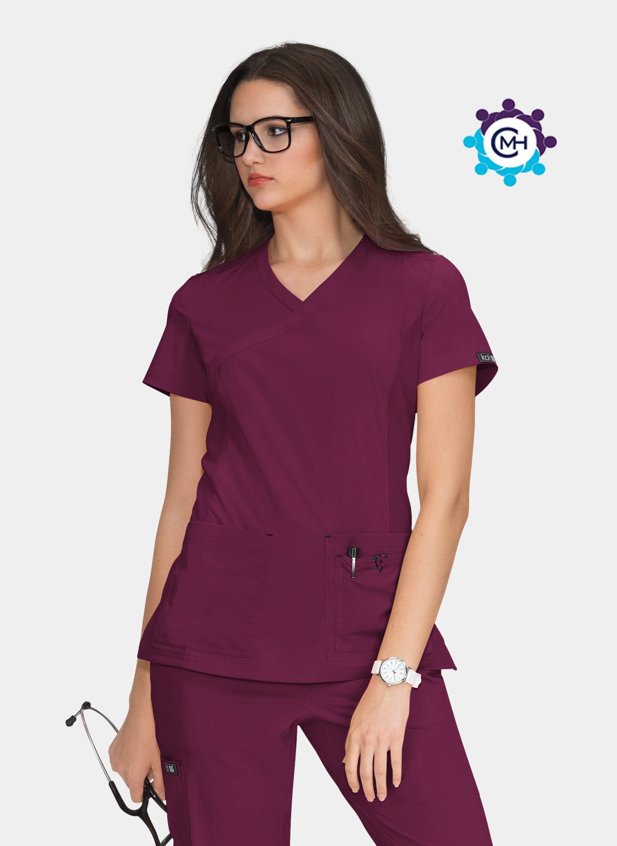 CMH Koi Basics Katie Scrub Top - Wine