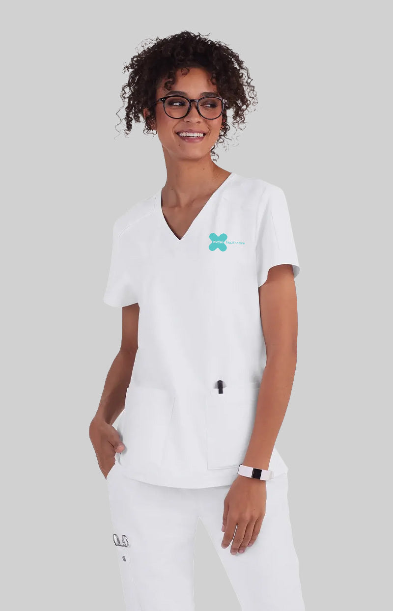 Excel Recruitment - Cardi Scrub Top White