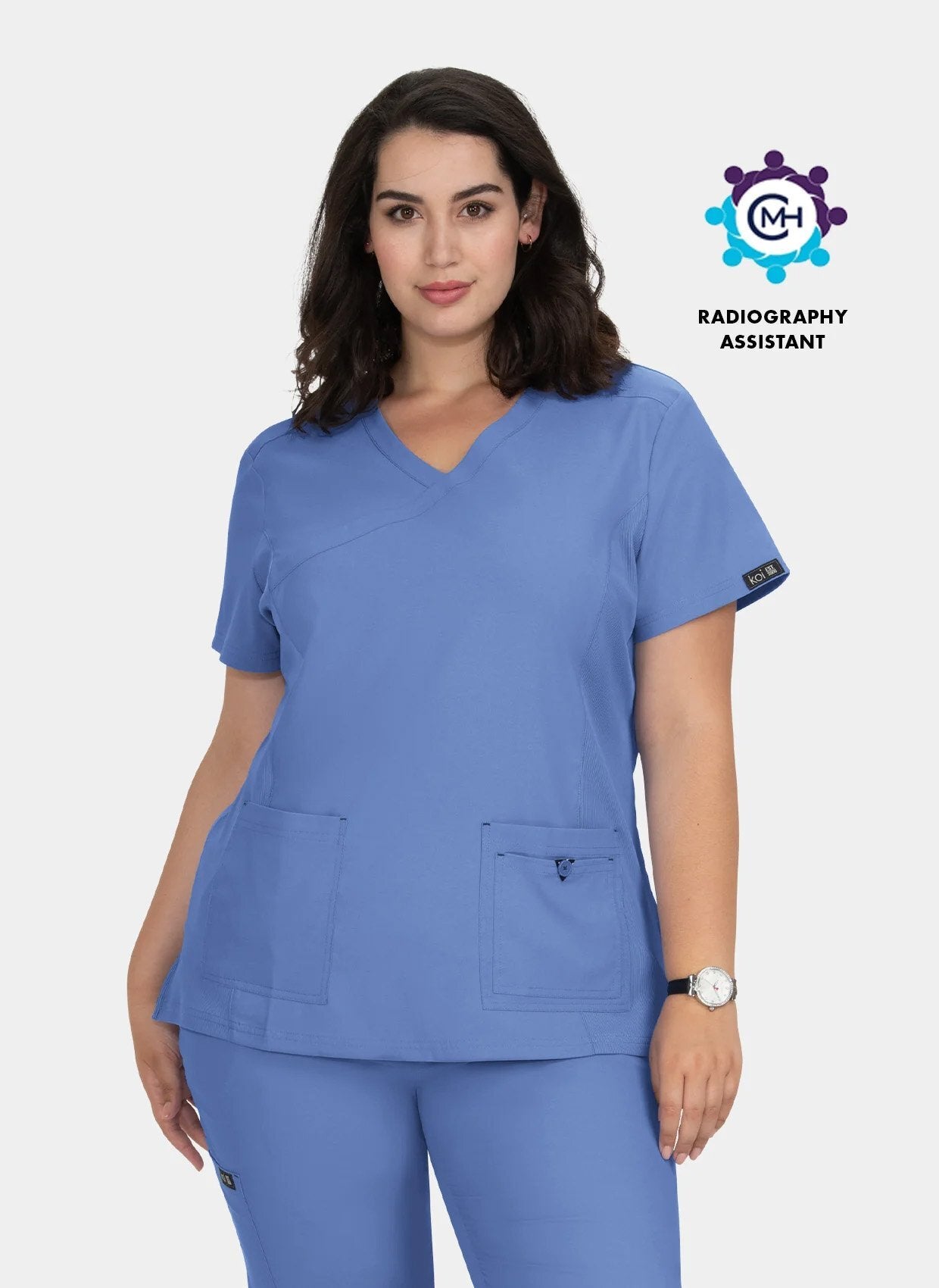 CMH Radiography Assistant - Koi Basics Katie Scrub Top - True Ceil