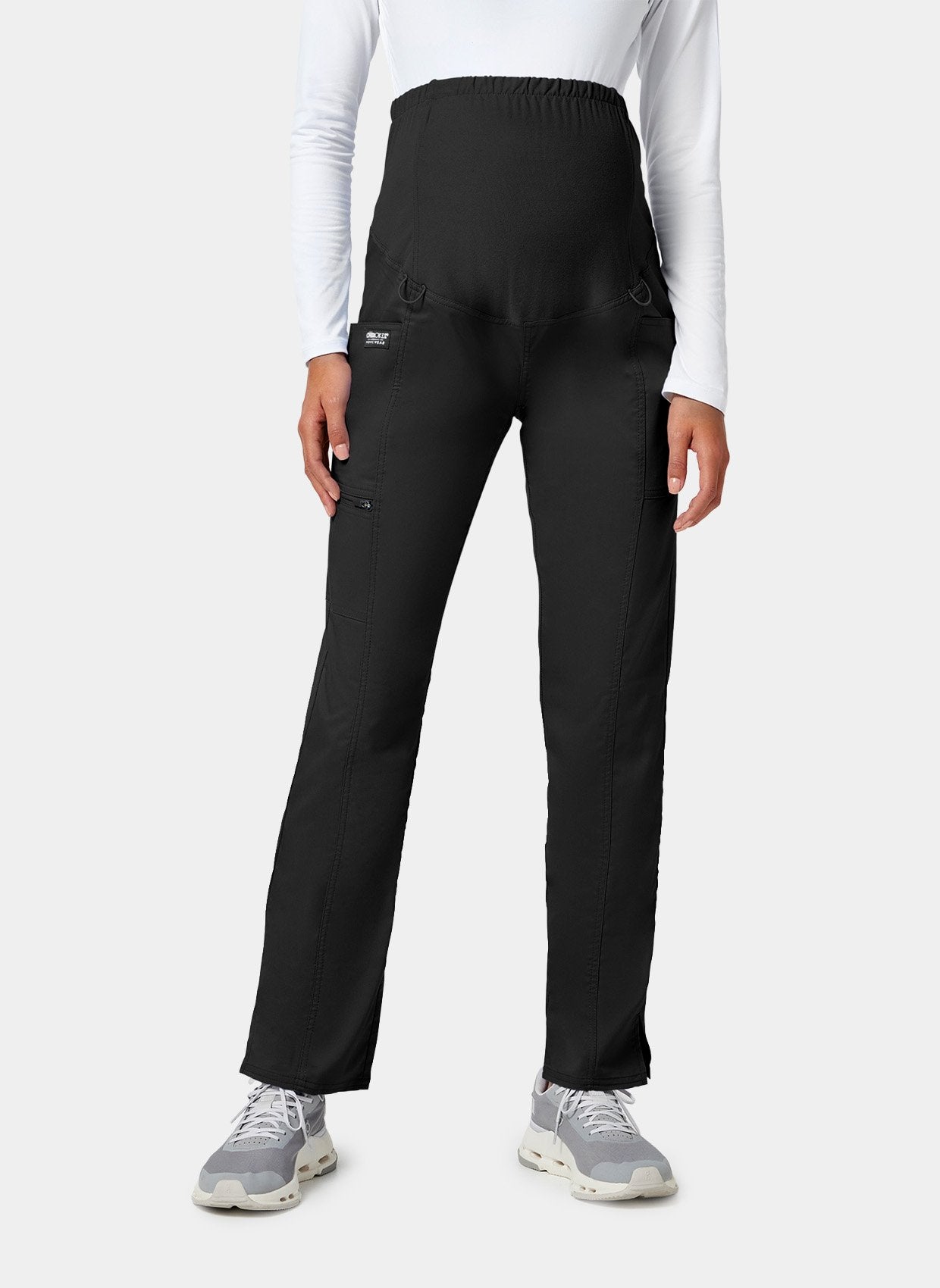 Maternity Cherokee WWE155 black scrub trousers front facing image