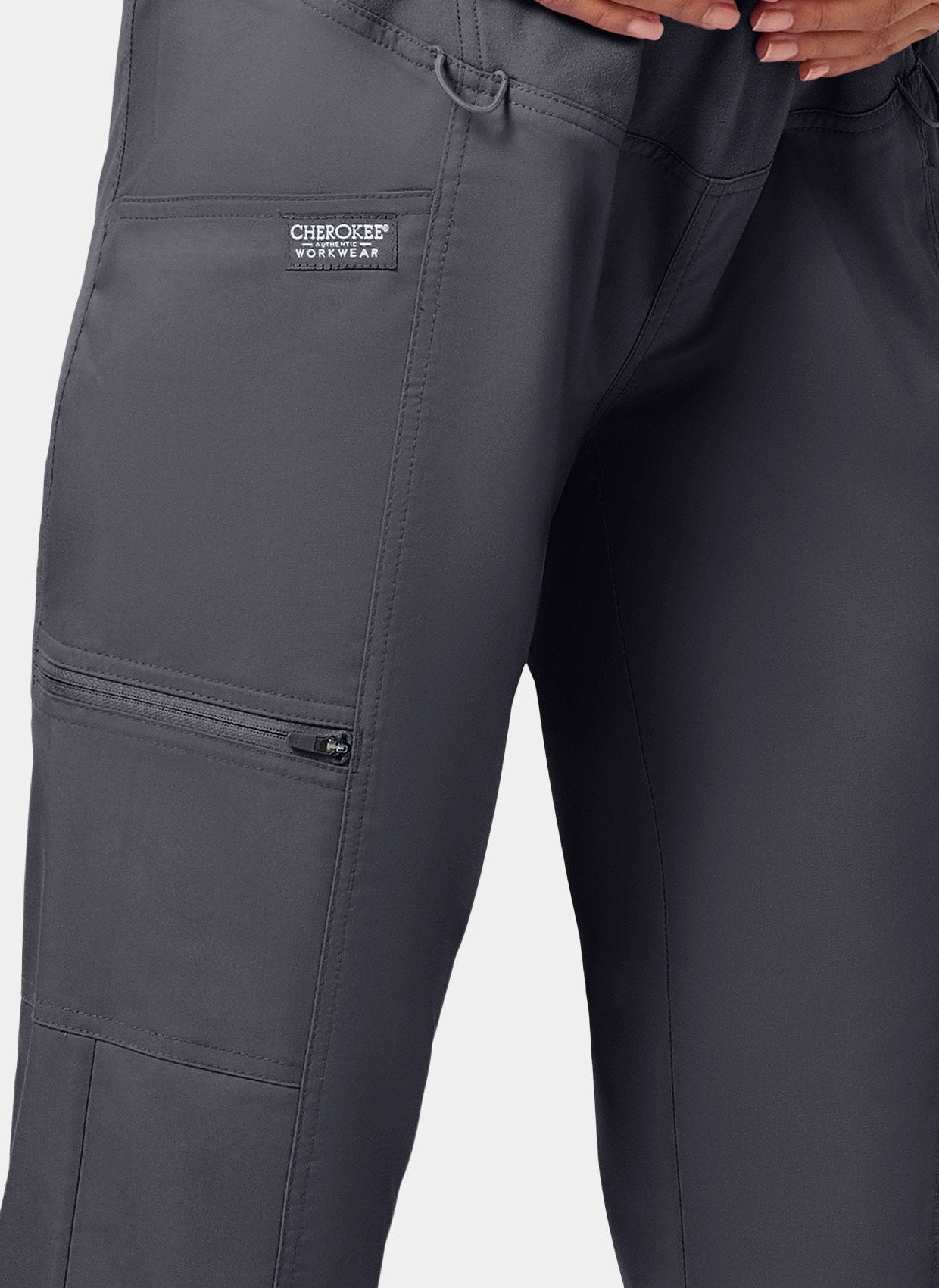 Cherokee Maternity Scrub Trousers WWE155 - Pewter - Up close side 