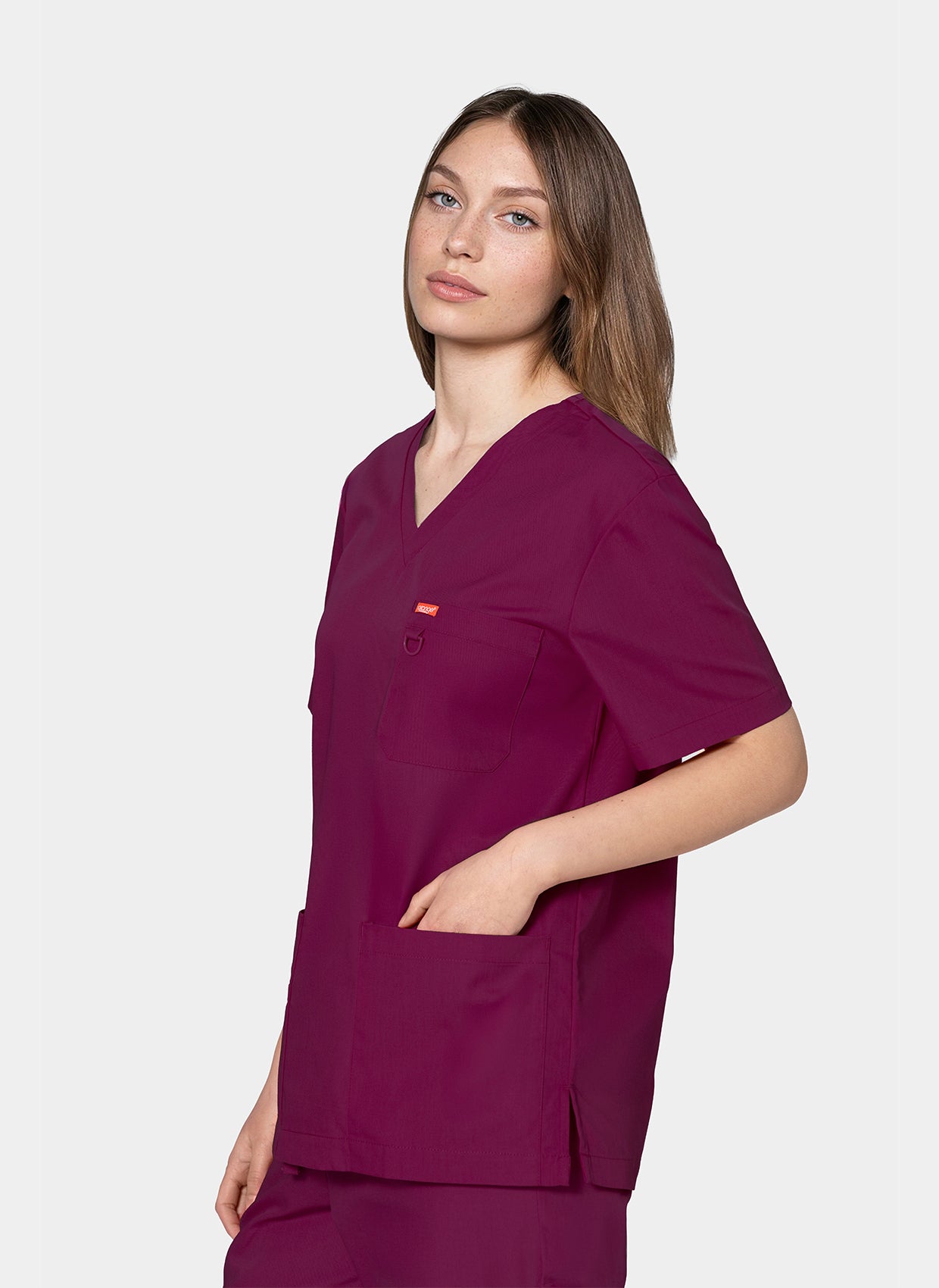 Orange Standard Balboa Scrub top Wine