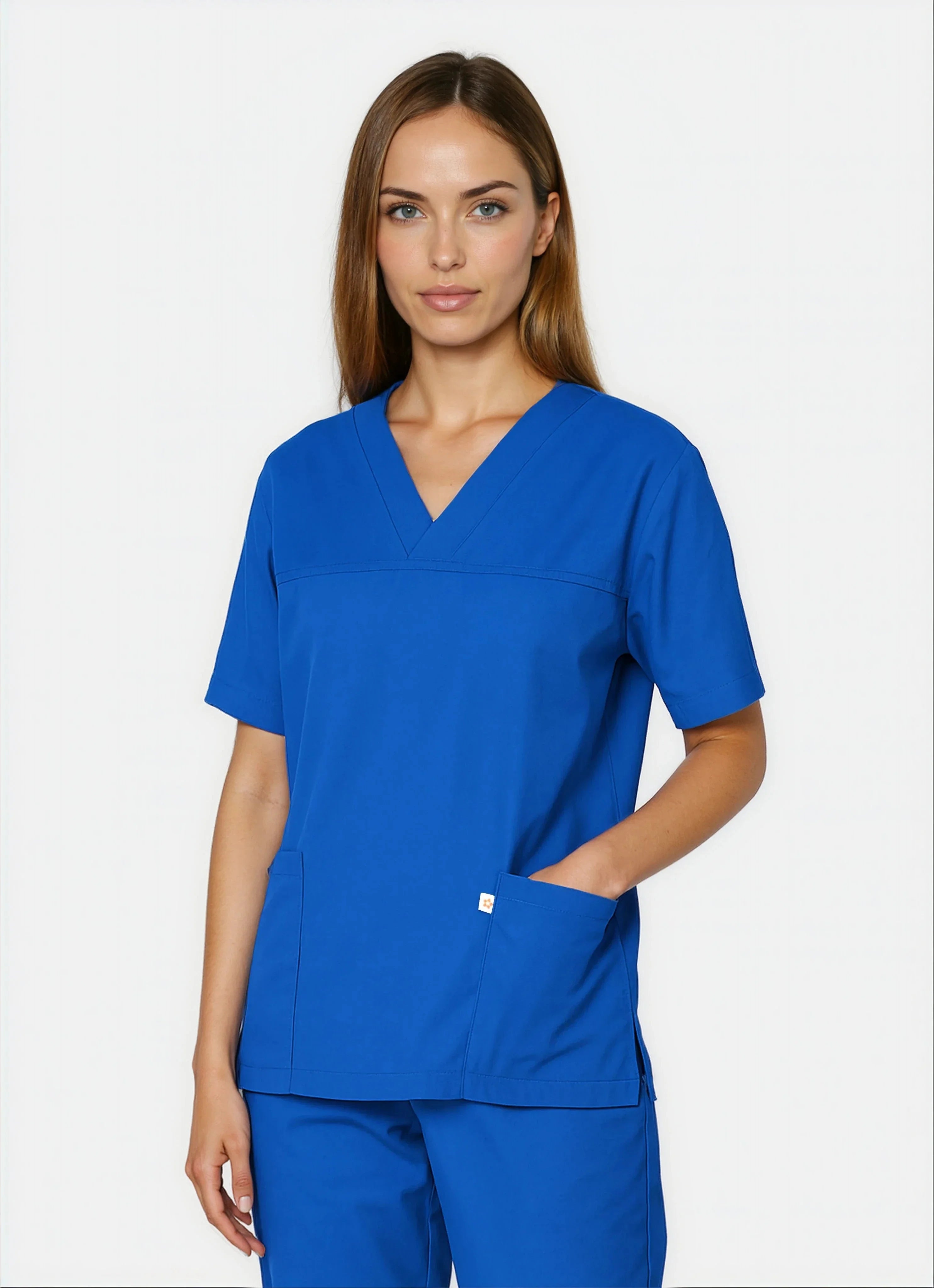 HappyFIT Unisex Scrub Top - Royal - Back